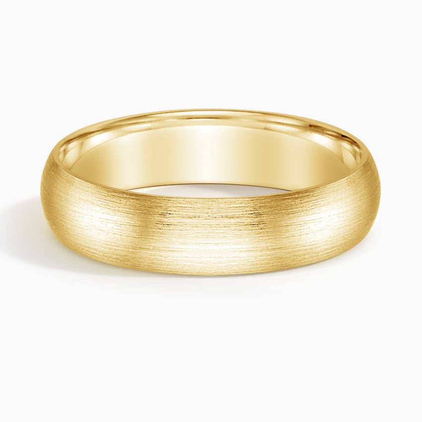 Matte Comfort Fit 5mm Wedding Ring in 14K Yellow Gold