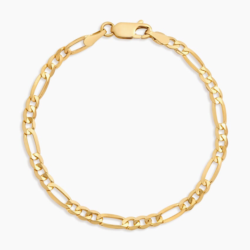 Ari 7.5 in. Beveled Figaro Chain Bracelet in 14K Yellow Gold