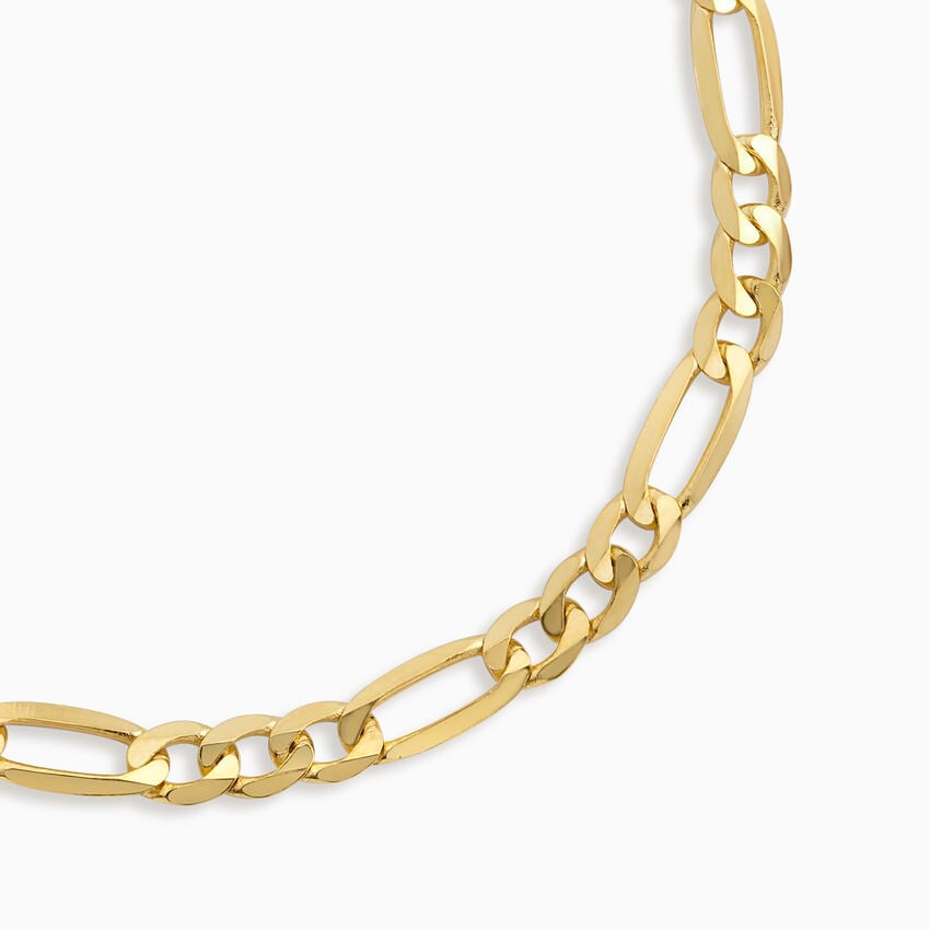 Ari 7.5 in. Beveled Figaro Chain Bracelet in 14K Yellow Gold