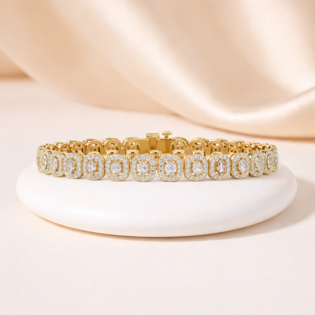Lab Grown Diamond 2.80 CTW Halo Bracelet-925 Sterling Silver