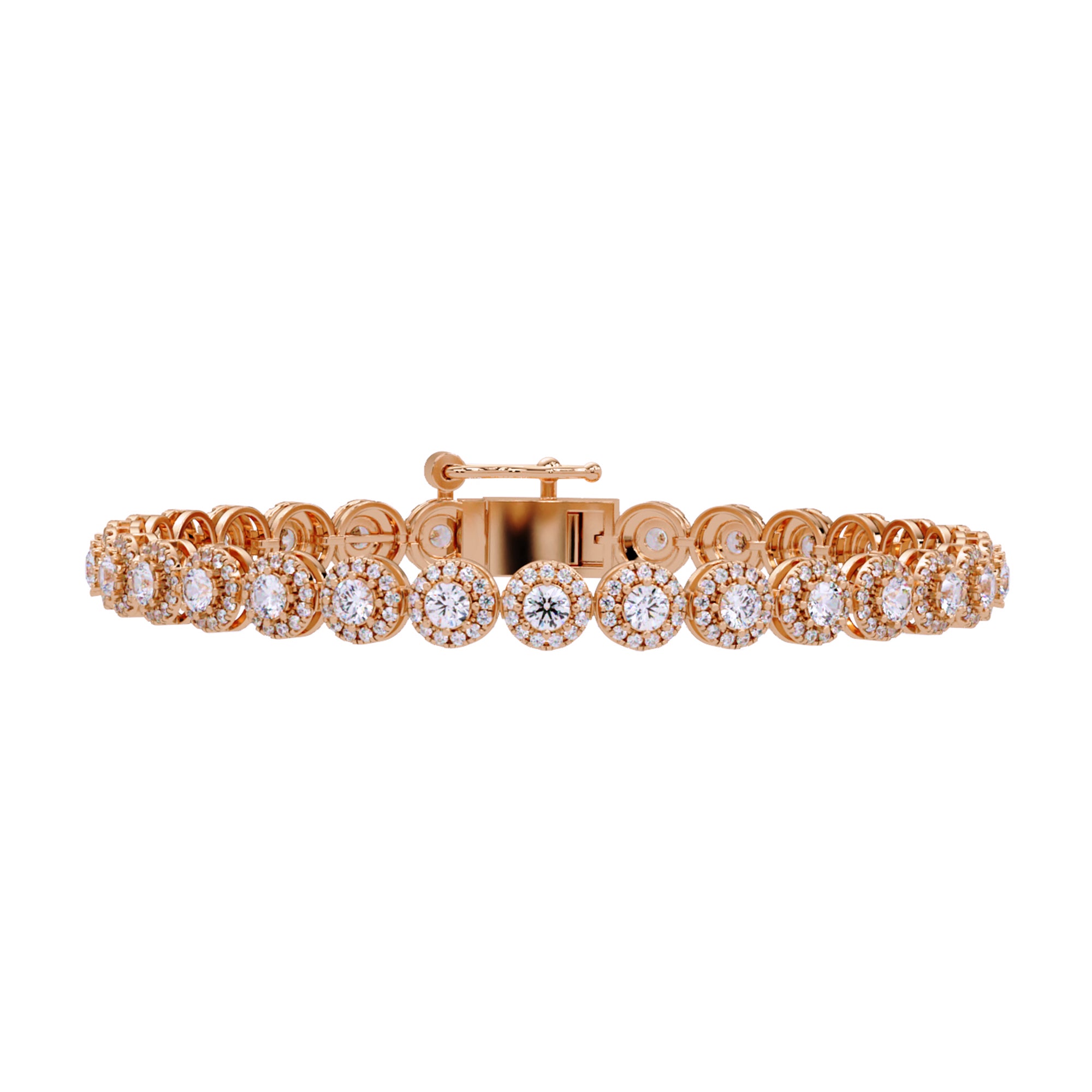 Lab Grown Diamond 4.50 CTW Halo Disc Design Bracelet-925 Sterling Silver