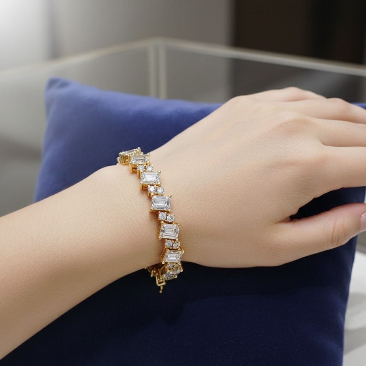 Lab Grown Diamond 32.00 CTW Statement Bracelet-925 Sterling Silver