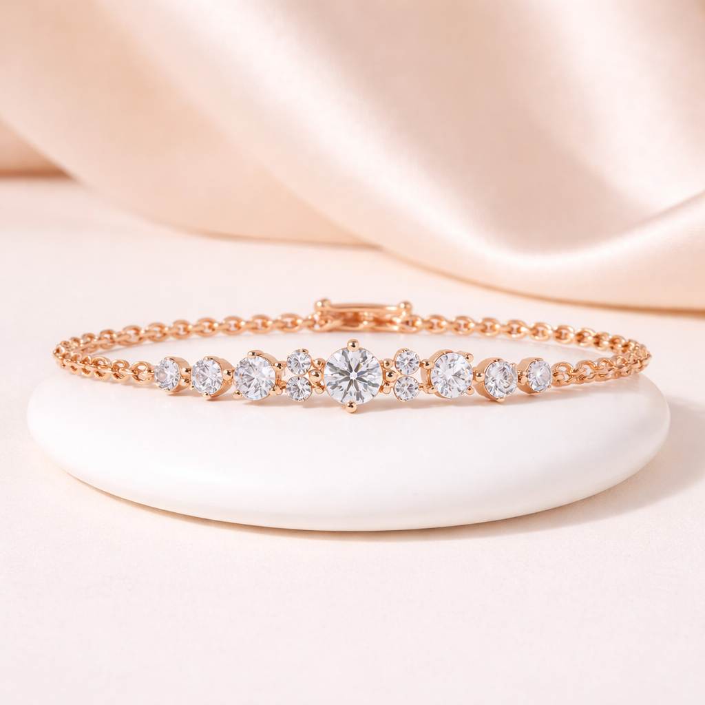 Lab Grown Diamond 3.00 CTW Cluster Design Bracelet-925 Sterling Silver