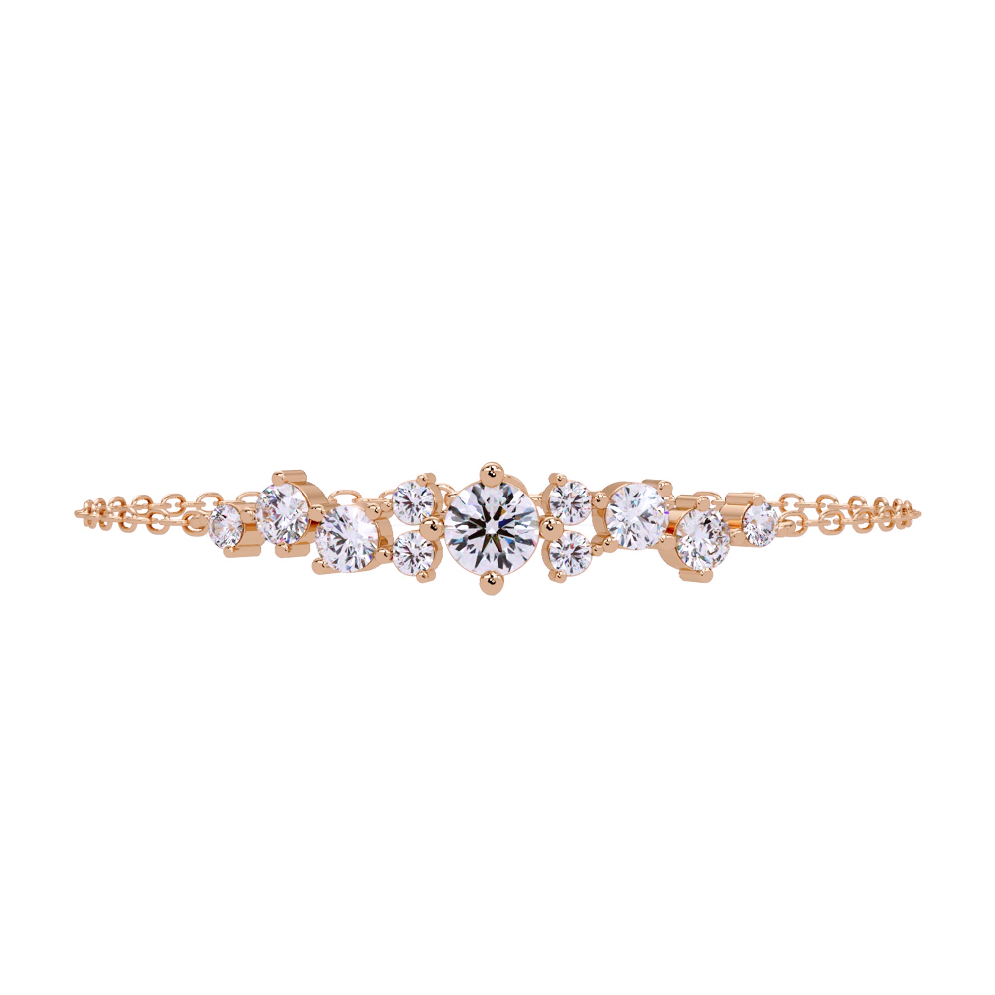 Lab Grown Diamond 3.00 CTW Cluster Design Bracelet-925 Sterling Silver