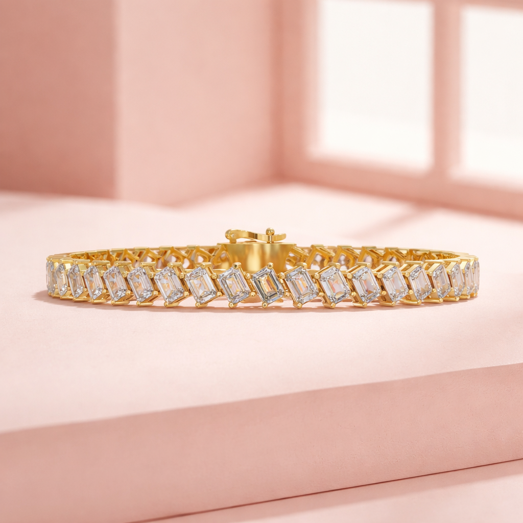 Lab Grown Diamond 8.50 CTW Bracelet-925 Sterling Silver