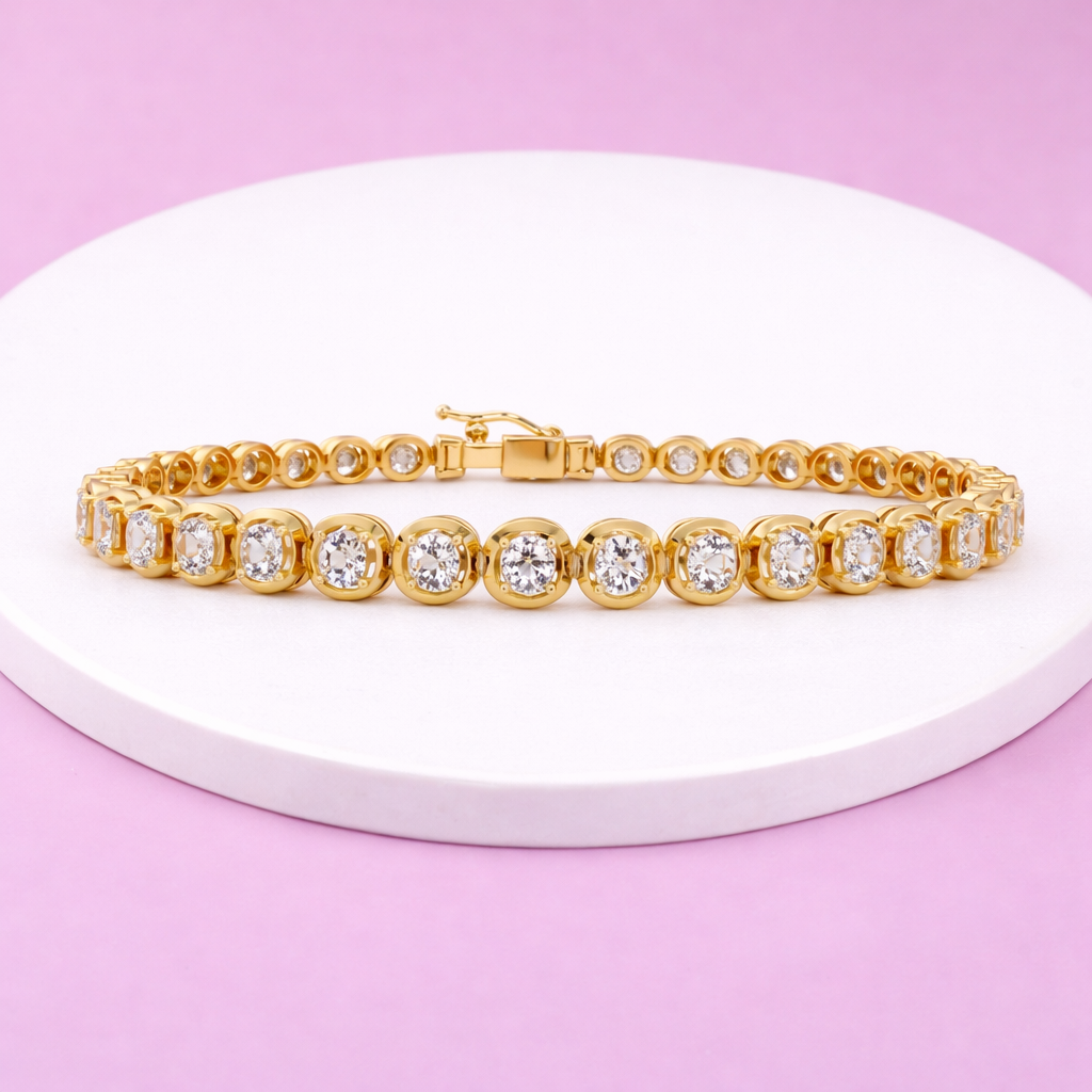 Lab Grown Diamond 7.75 CTW Bezel-Set Design Bracelet -925 Sterling Silver
