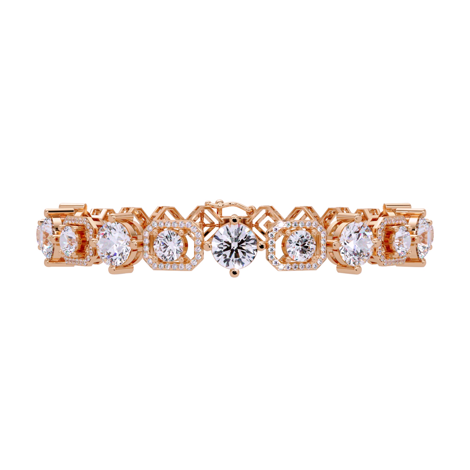 Lab Grown Diamond 10.25 CTW Halo Bracelet -925 Sterling Silver