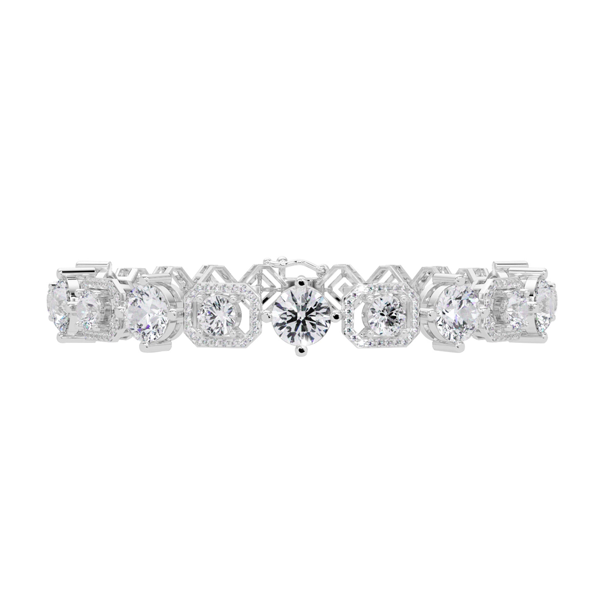 Lab Grown Diamond 10.25 CTW Halo Bracelet -925 Sterling Silver