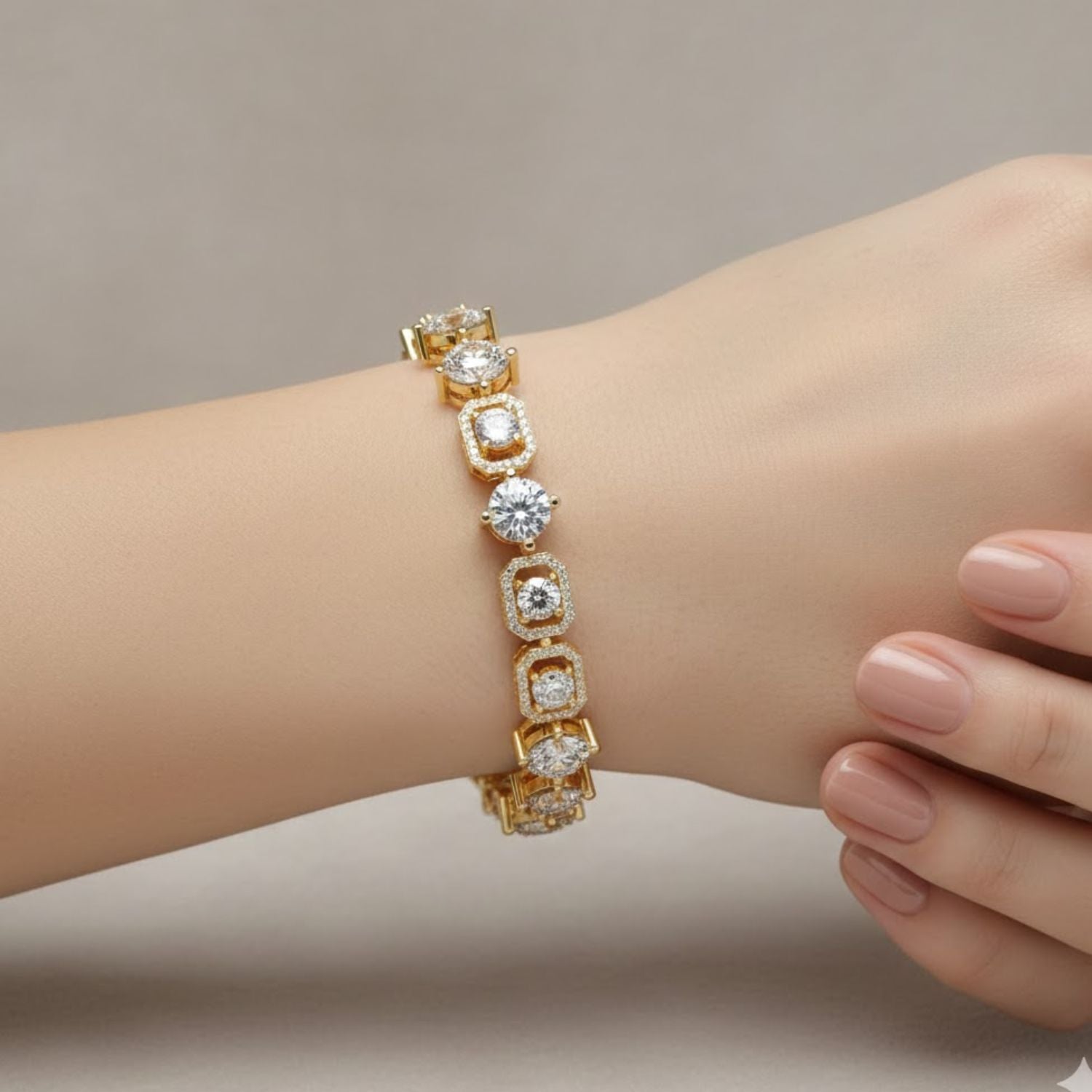 Lab Grown Diamond 10.25 CTW Halo Bracelet -925 Sterling Silver