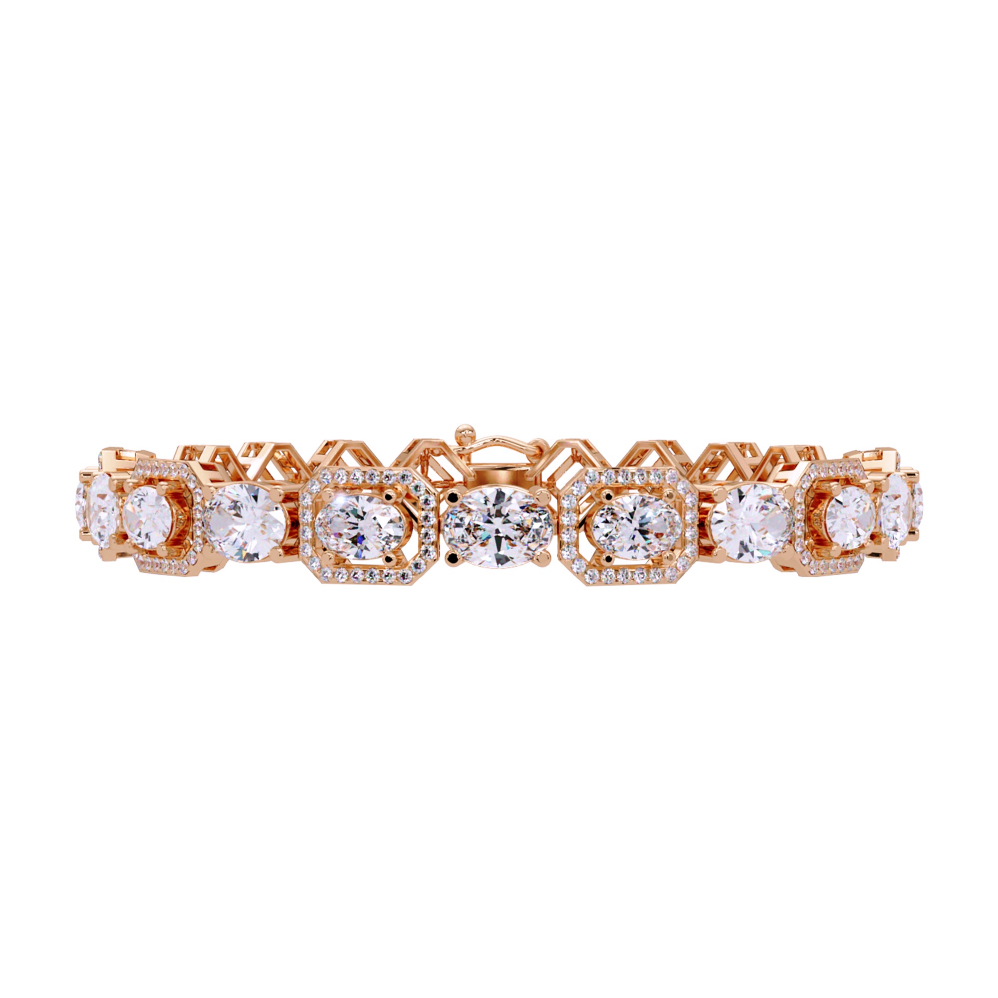 Lab Grown Diamond 8.25 CTW Halo Accents Bracelet -925 Sterling Silver