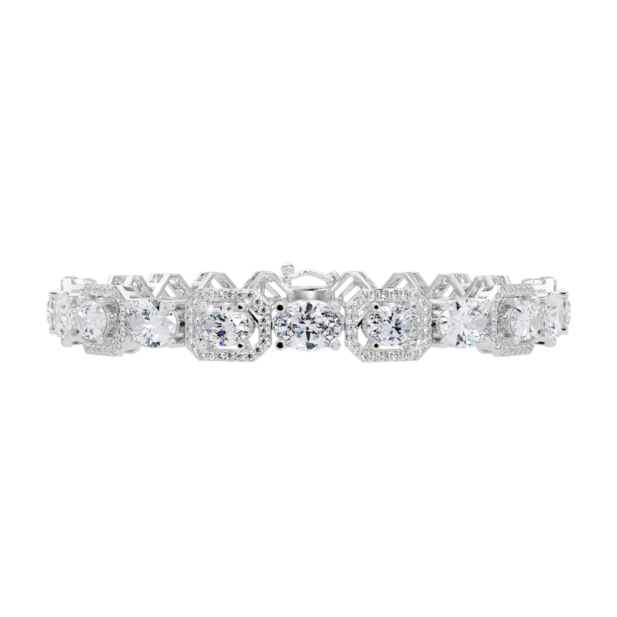 Lab Grown Diamond 8.25 CTW Halo Accents Bracelet -925 Sterling Silver