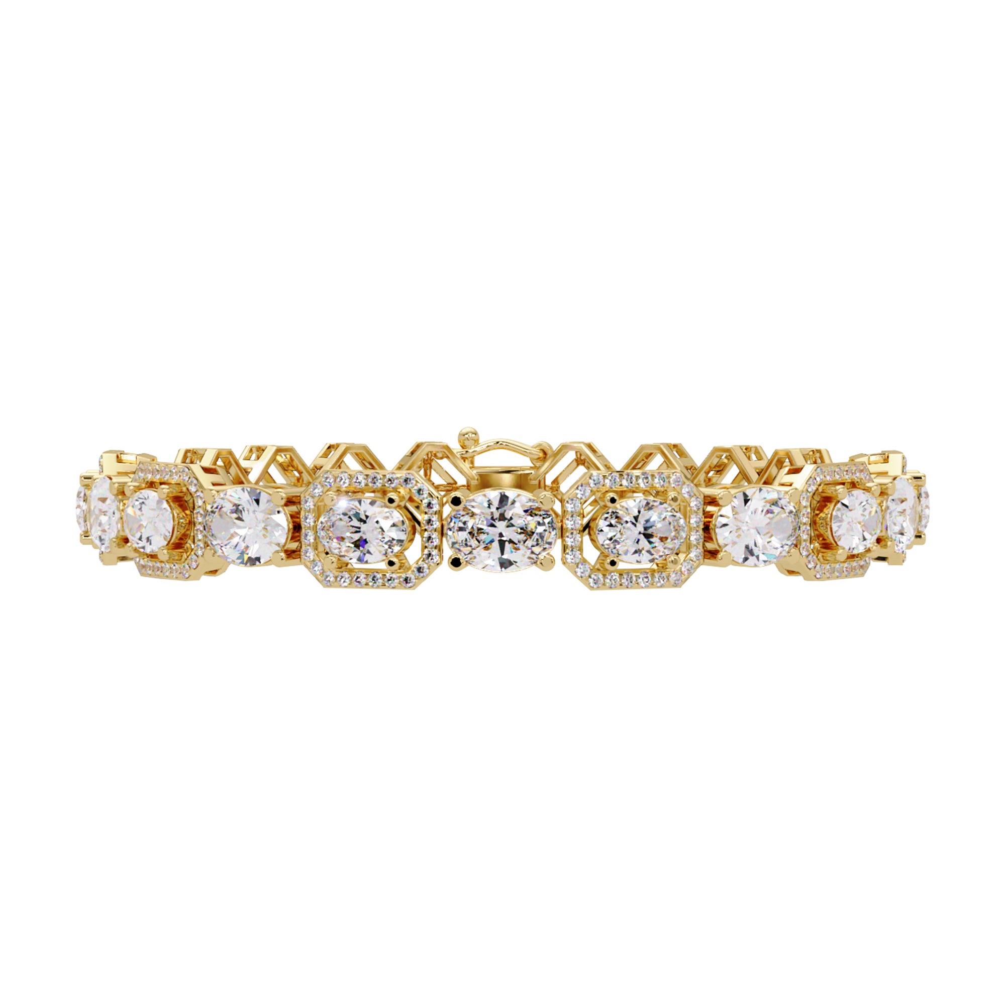 Lab Grown Diamond 8.25 CTW Halo Accents Bracelet -925 Sterling Silver