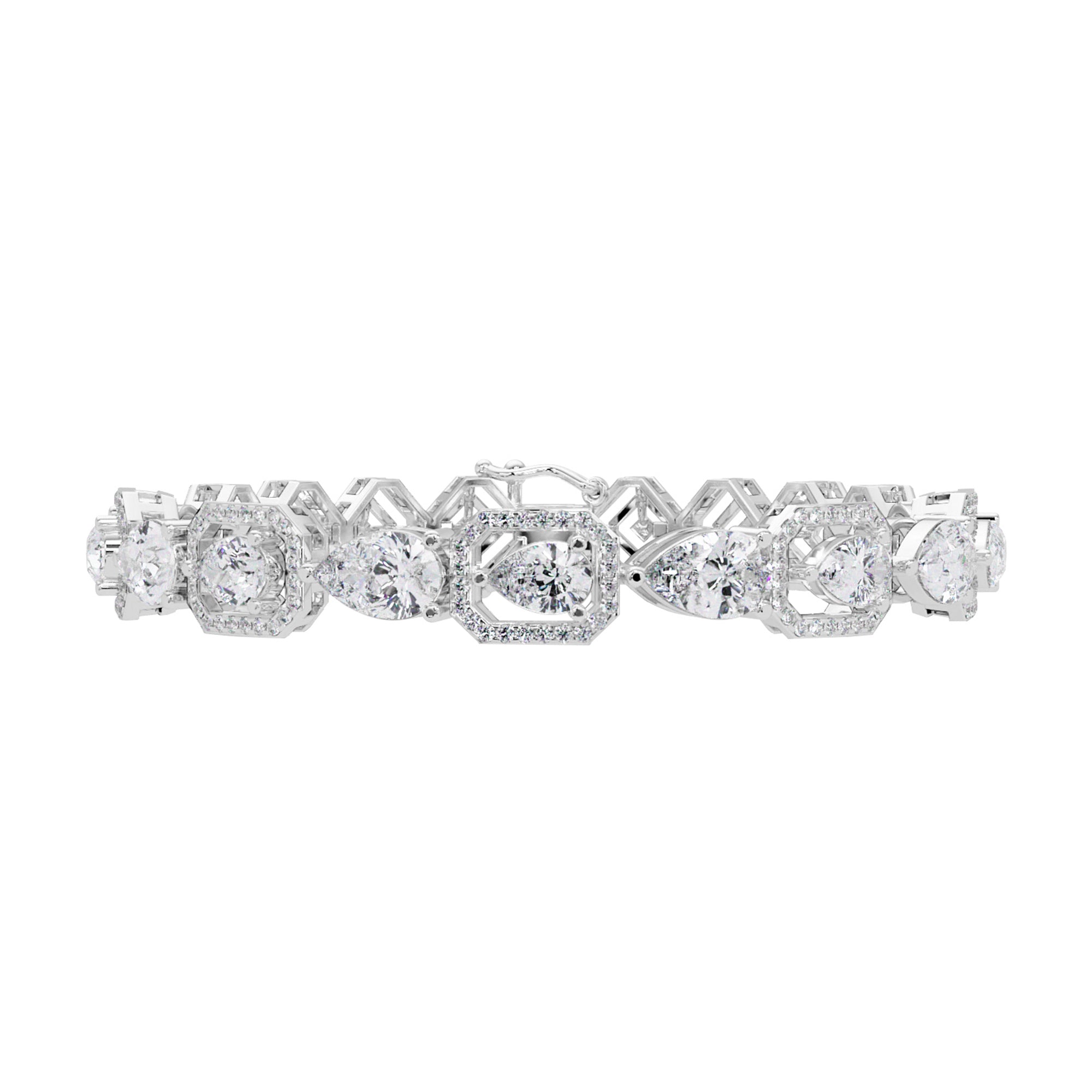 Lab Grown Diamond 6.75 CTW Halo Accents Bracelet -925 Sterling Silver