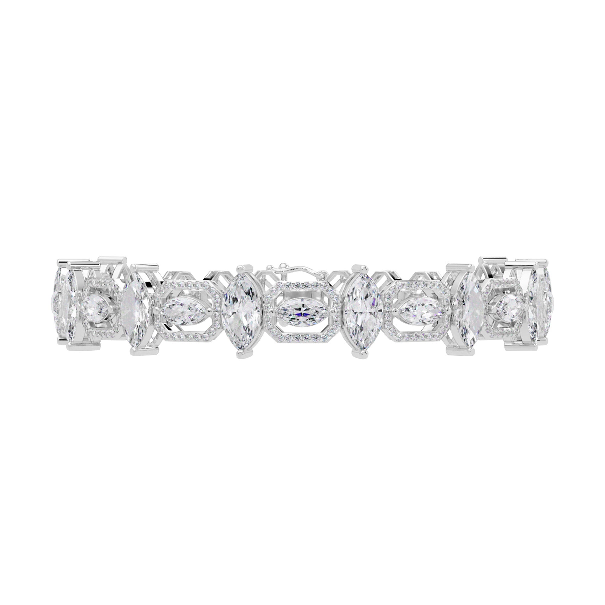 Lab Grown Diamond 12.50 CTW Halo Accents Bracelet -925 Sterling Silver