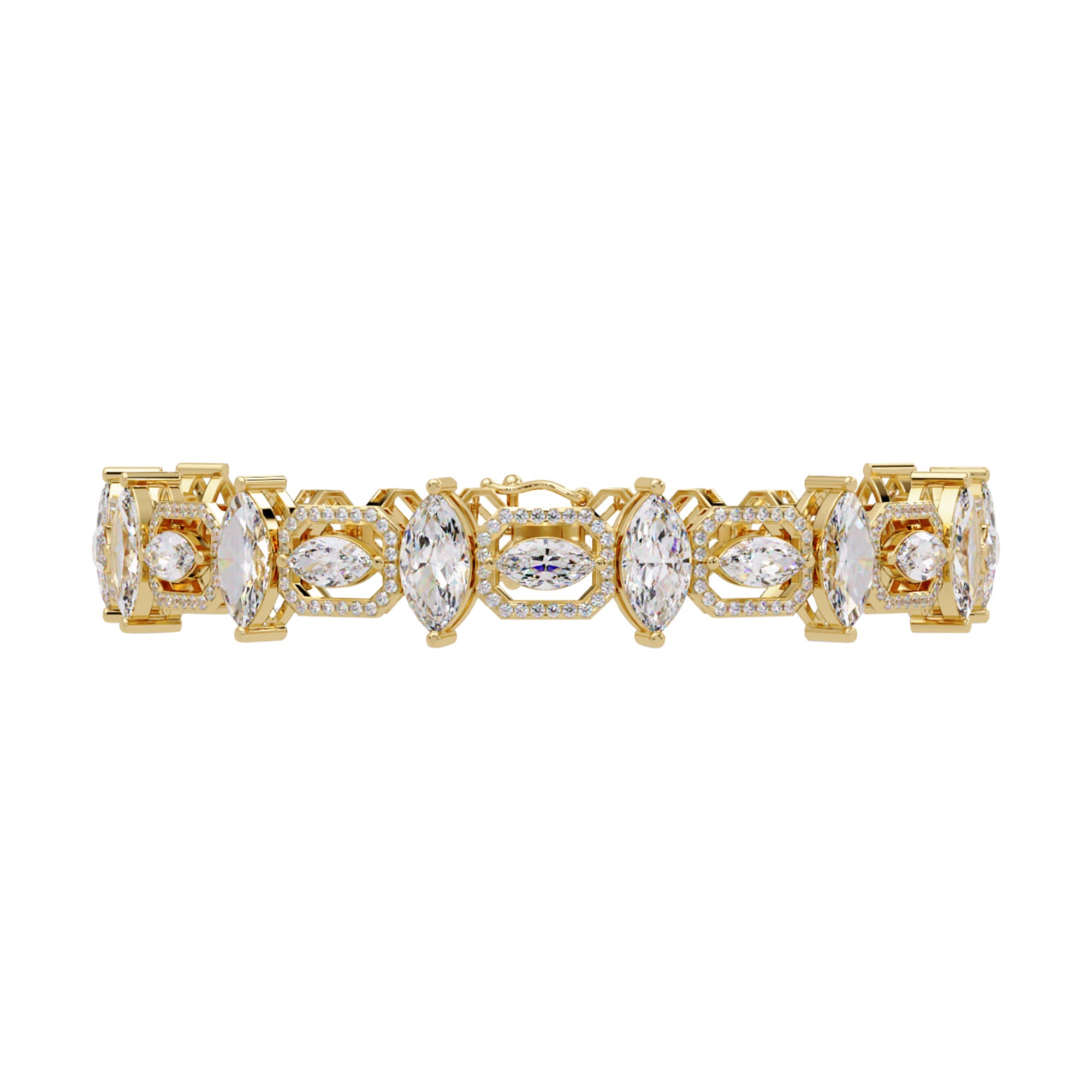 Lab Grown Diamond 12.50 CTW Halo Accents Bracelet -925 Sterling Silver