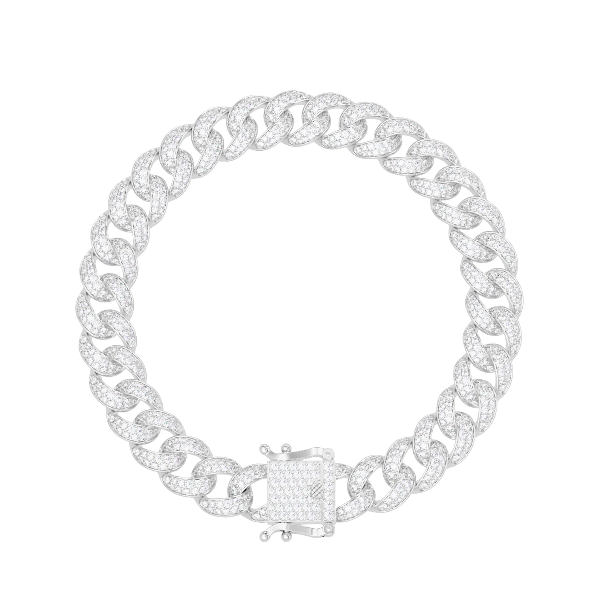 Lab Grown Diamond 4.50 CTW Cuban Link Bracelet -925 Sterling Silver