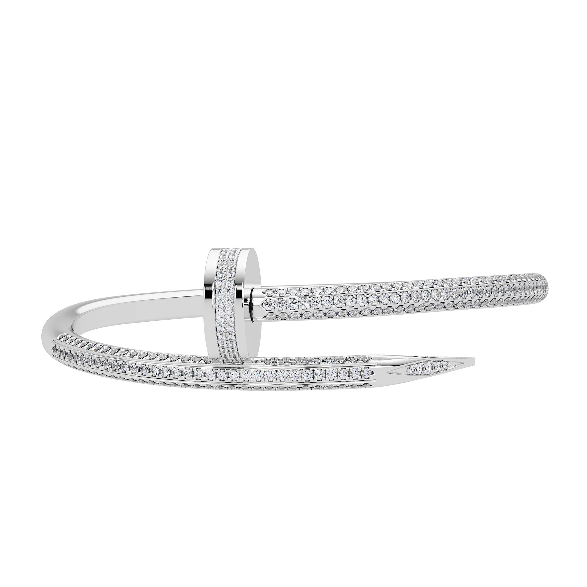 Lab Grown Diamond 2.70 CTW Nail Bangle Bracelet -925 Sterling Silver