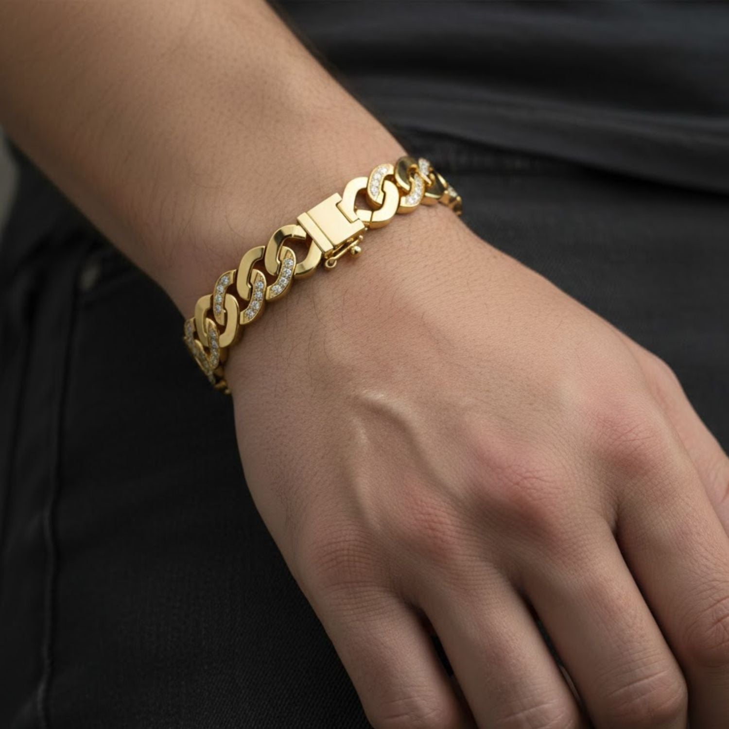 Lab Grown Diamond 1.00 CTW Cuban Link Design Bracelet -925 Sterling Silver