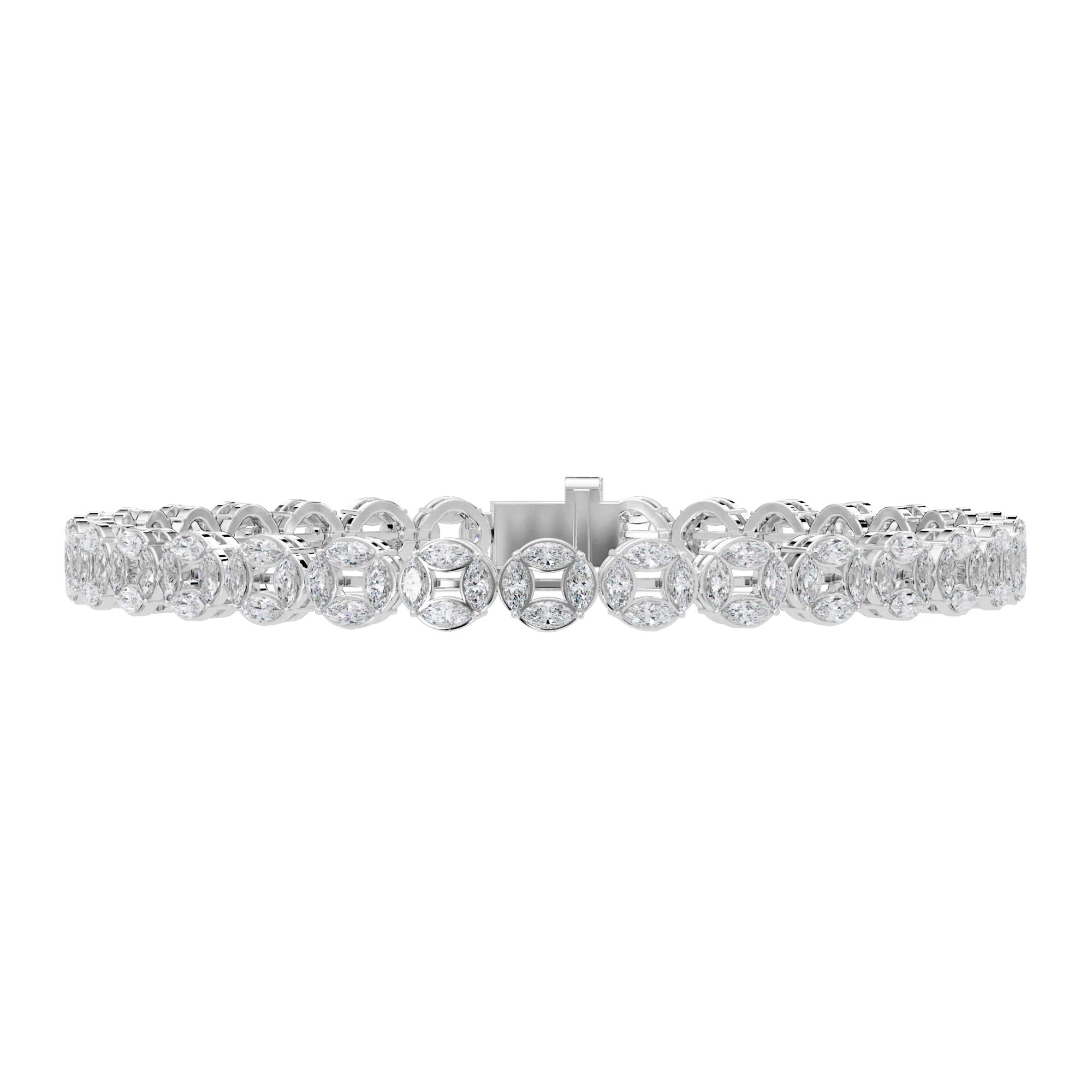 Lab Grown Diamond 3.50 CTW Halo Design Bracelet -925 Sterling Silver