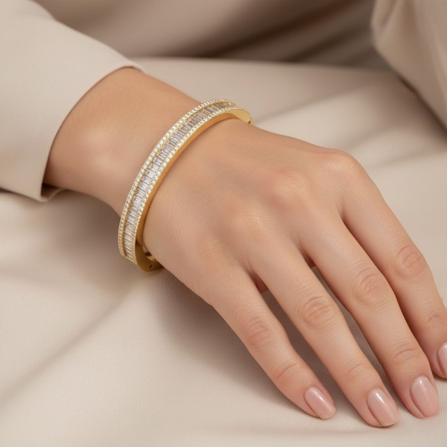 Lab Grown Diamond 5.50 CTW Double-Row Bangle Bracelet -925 Sterling Silver