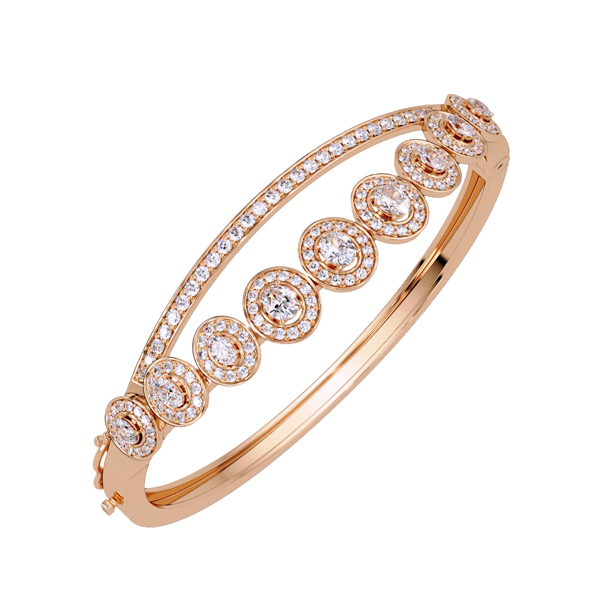 Lab Grown Diamond 2.50 CTW Halo Bangle Bracelet -925 Sterling Silver
