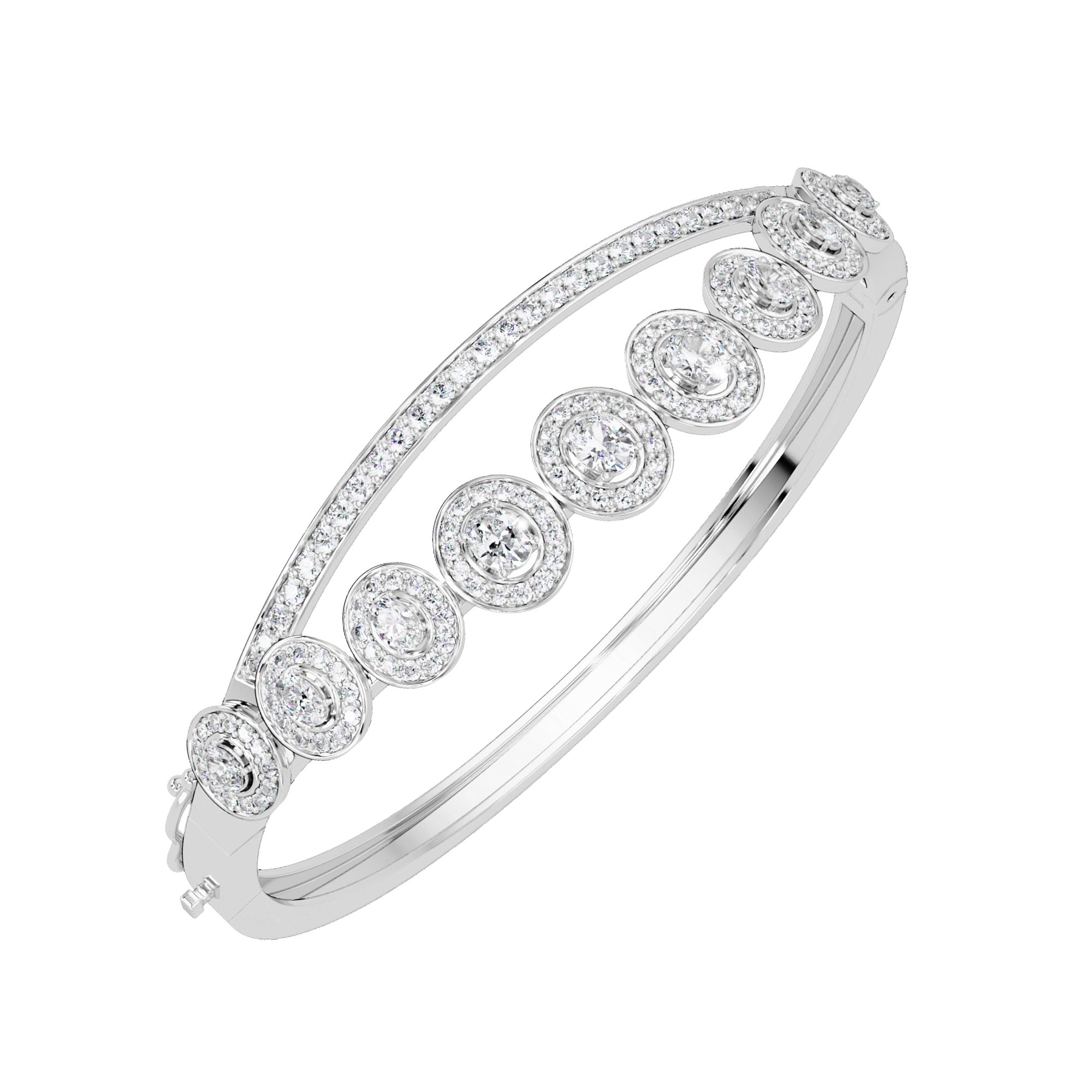 Lab Grown Diamond 2.50 CTW Halo Bangle Bracelet -925 Sterling Silver