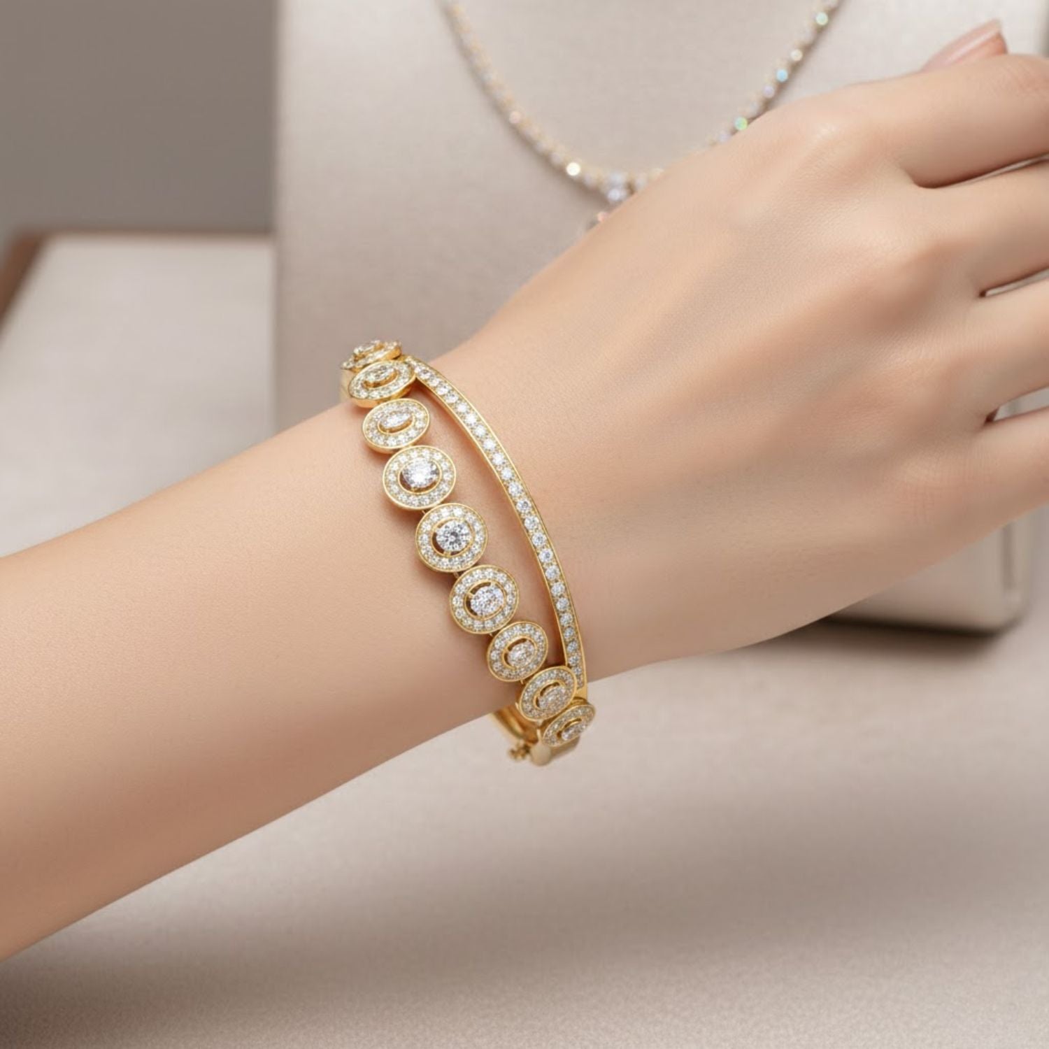 Lab Grown Diamond 2.50 CTW Halo Bangle Bracelet -925 Sterling Silver