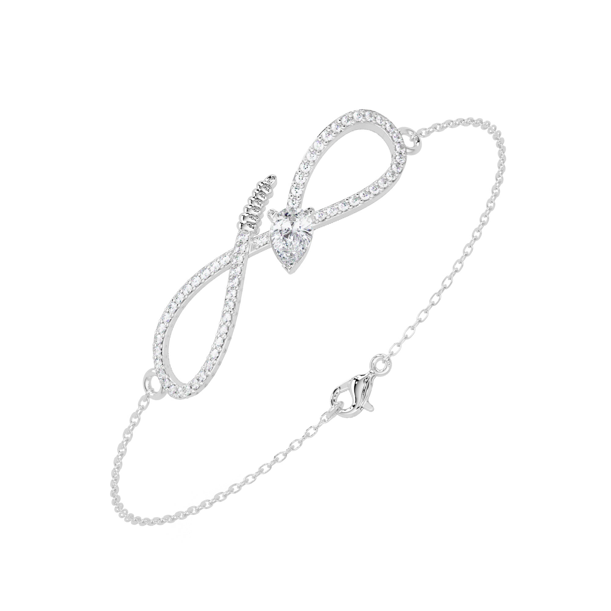 Lab Grown Diamond 0.55 CTW Infinity Heart Bracelet -925 Sterling Silver