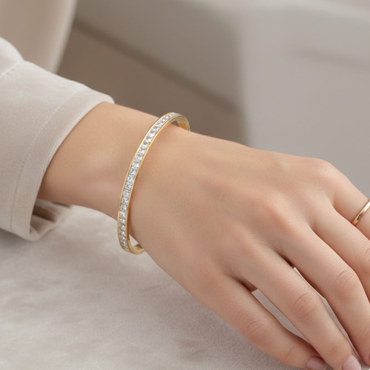 Lab Grown Diamond 4.00 CTW Tennis Bangle Bracelet -925 Sterling Silver