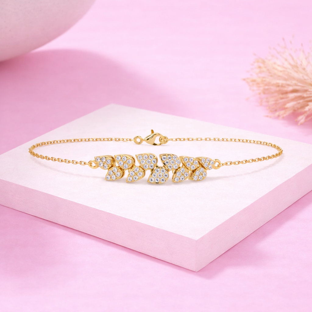 Lab Grown Diamond 0.25 CTW Leaf Bracelet -925 Sterling Silver