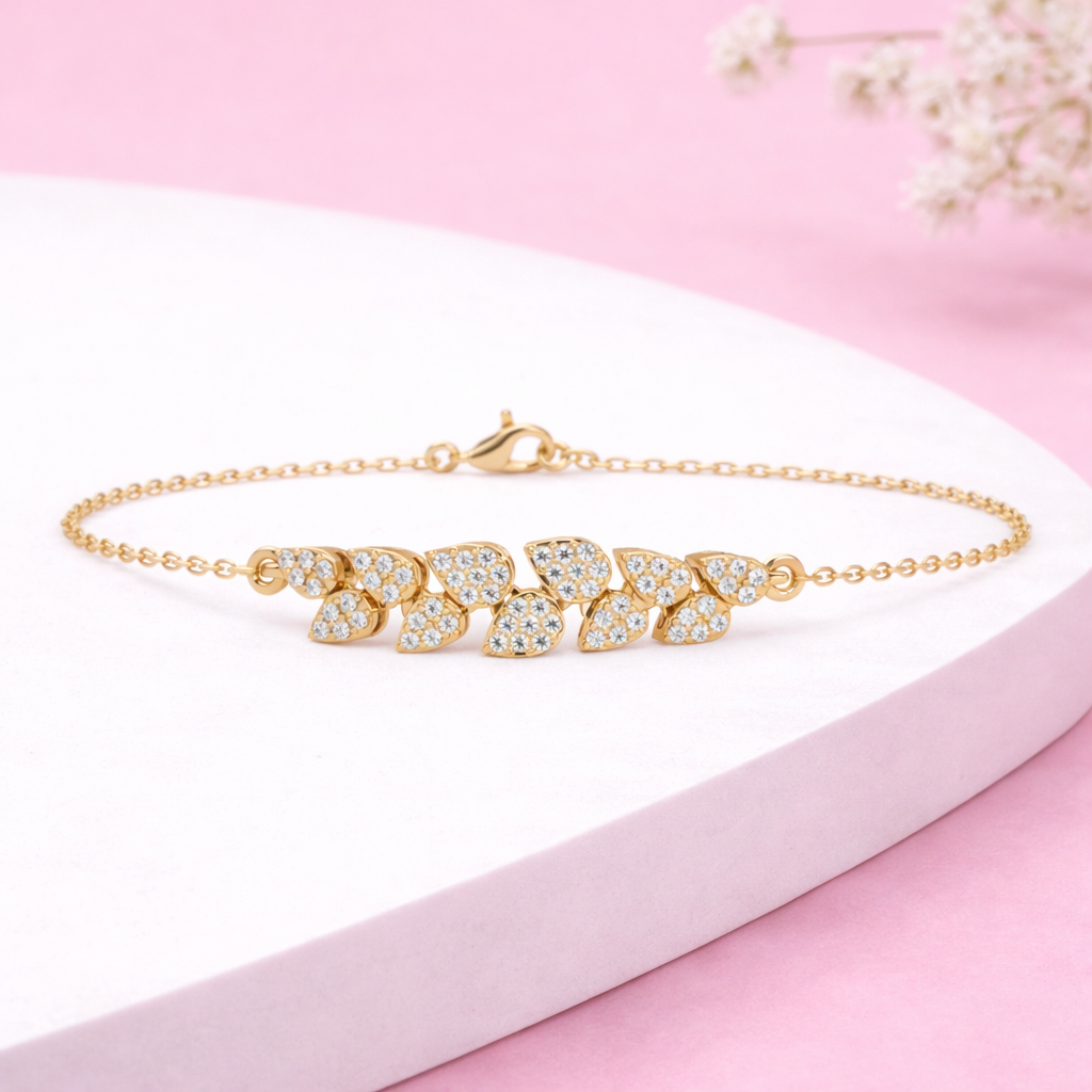 Lab Grown Diamond 0.25 CTW Leaf Bracelet -925 Sterling Silver