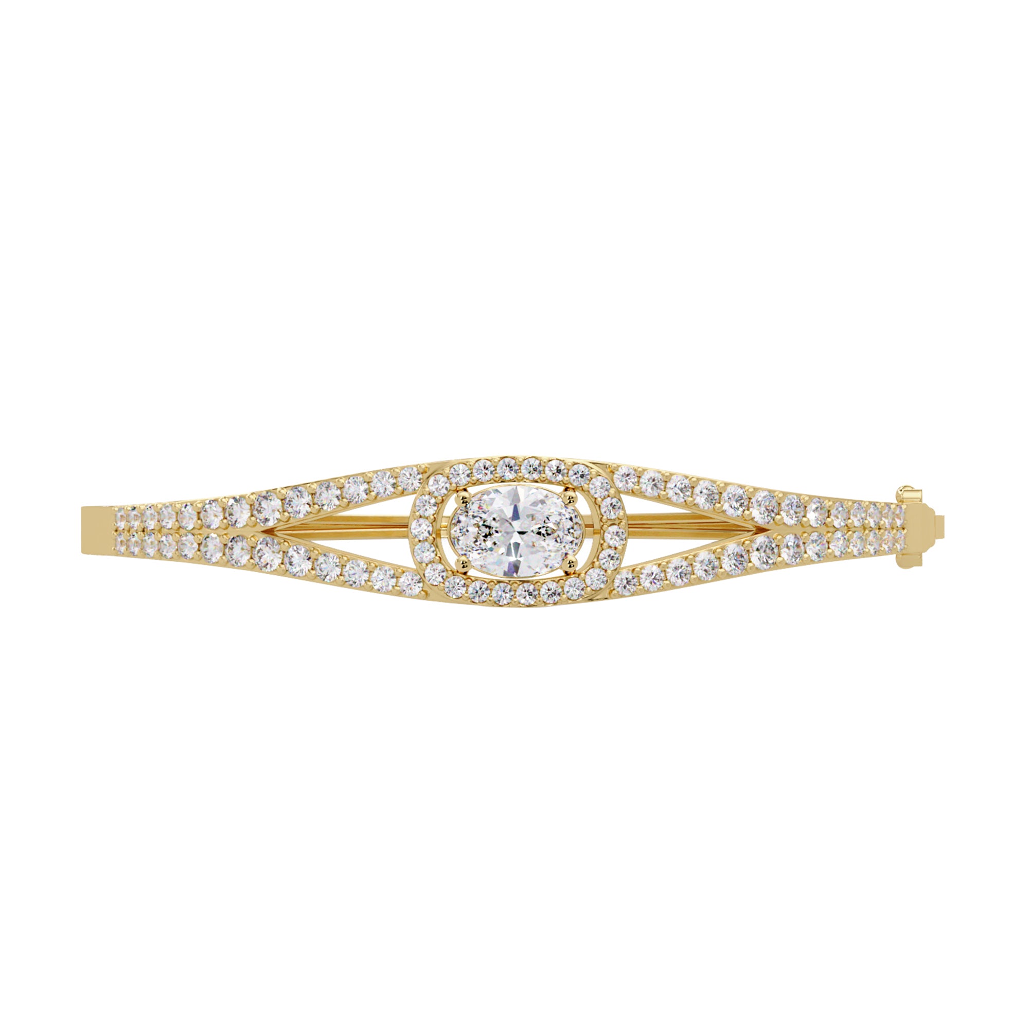 Lab Grown Diamond 3.10 CTW Halo Bangle Bracelet -925 Sterling Silver