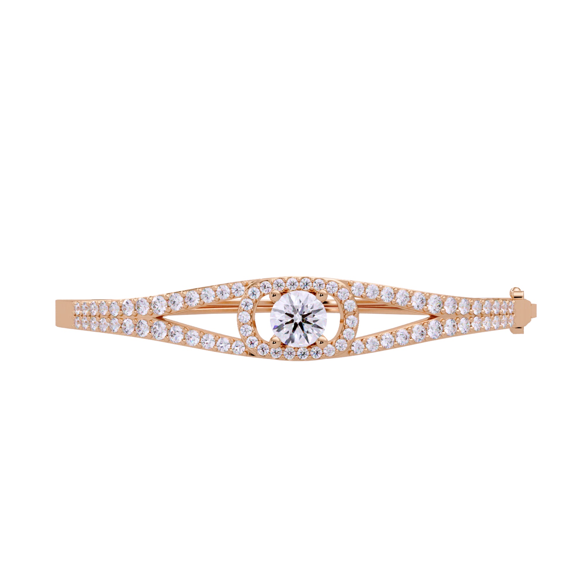 Lab Grown Diamond 3.05 CTW Round Halo Bangle Bracelet -925 Sterling Silver