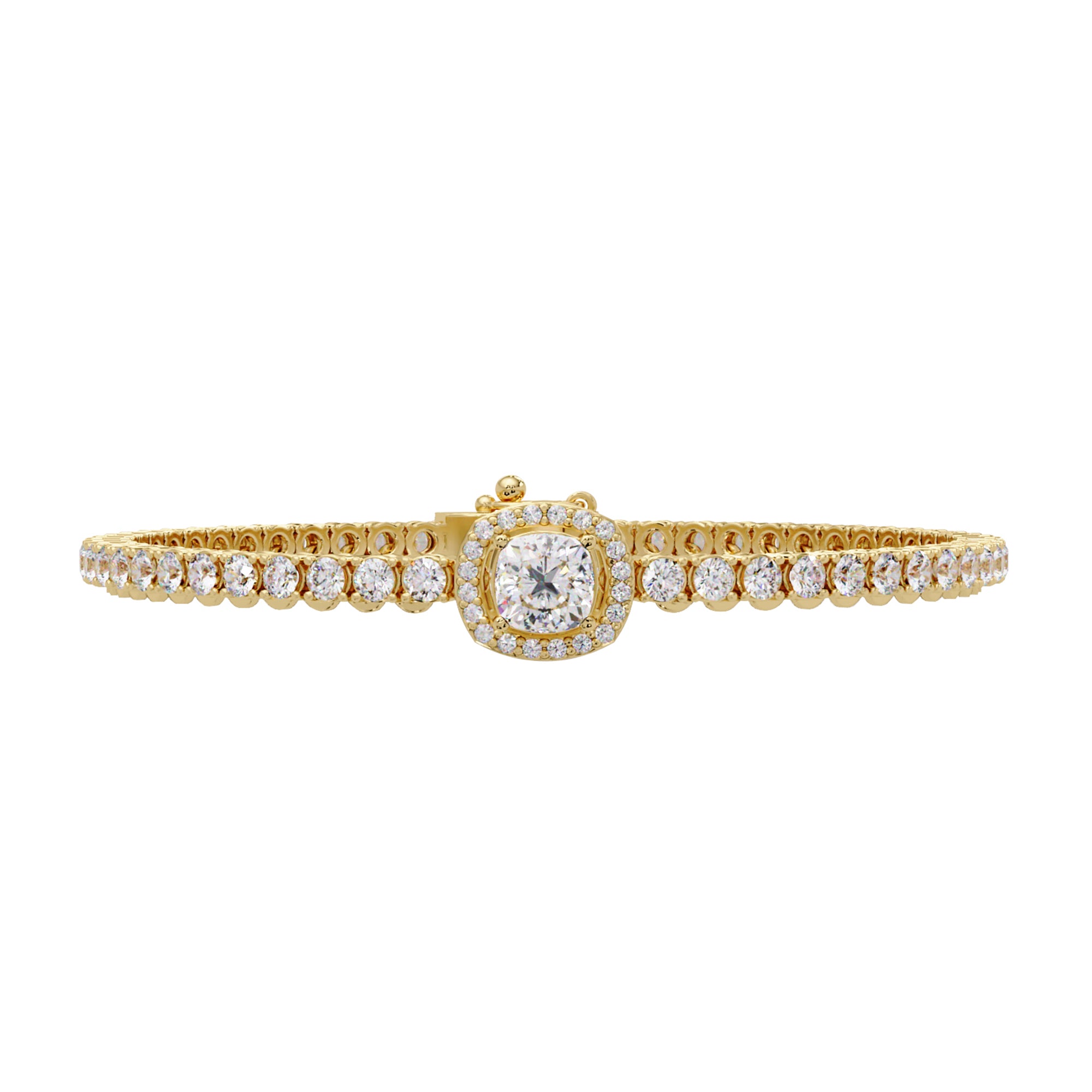 Lab Grown Diamond 4.30 CTW Cushion Halo Bangle Bracelet -925 Sterling Silver