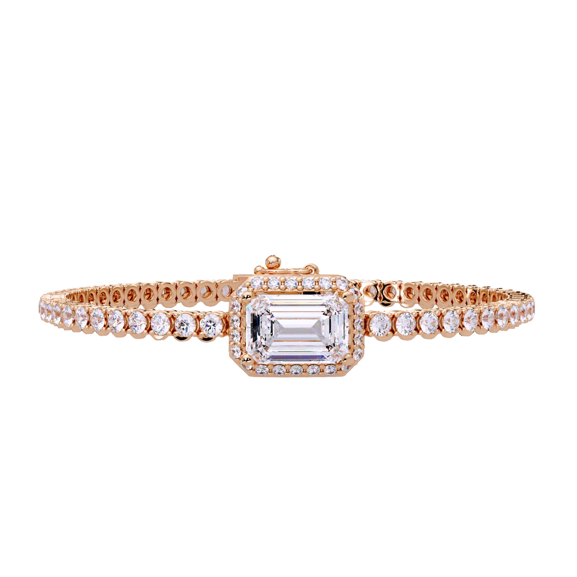 Lab Grown Diamond 6.85 CTW Octagon Halo Tennis Bangle Bracelet -925 Sterling Silver