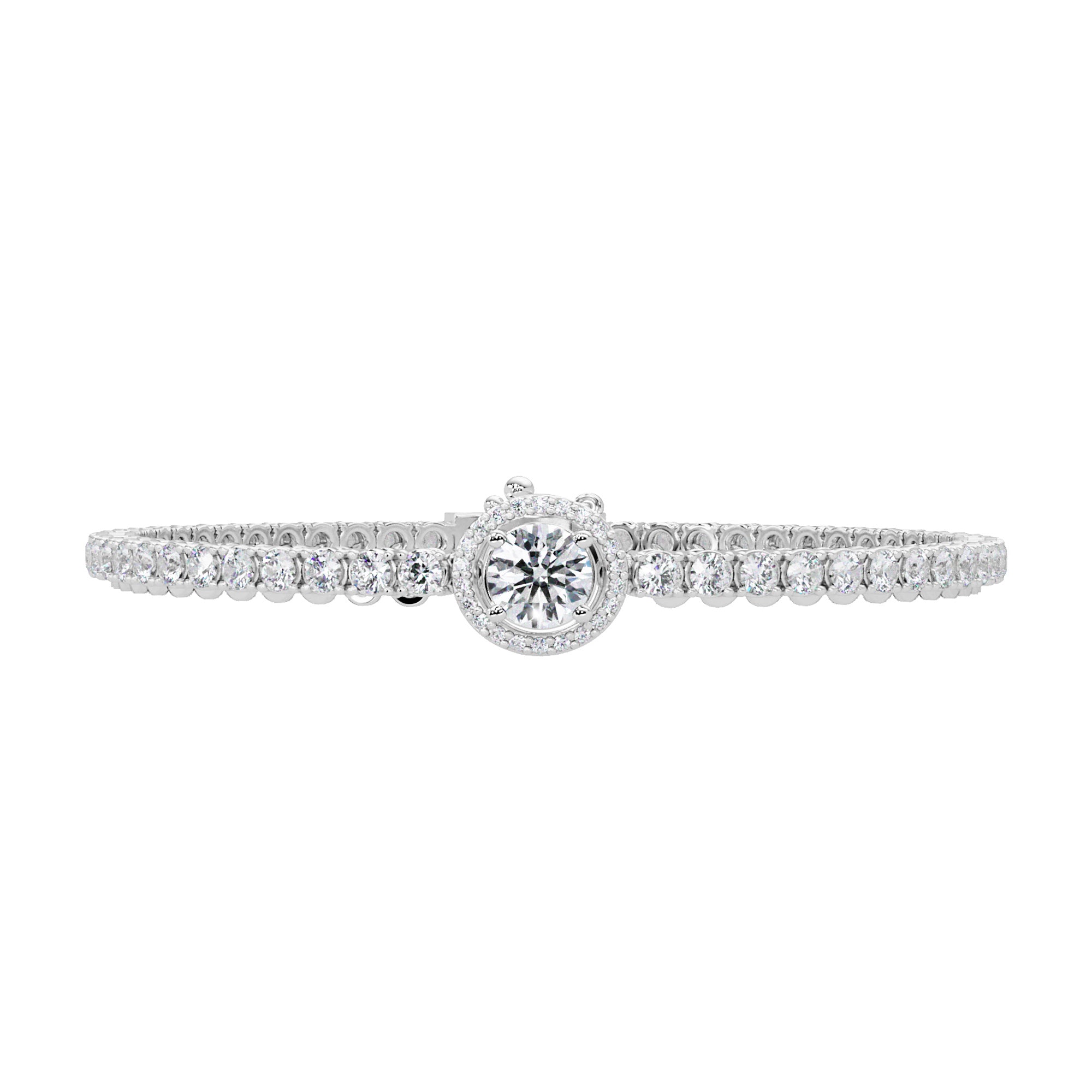 Lab Grown Diamond 4.15 CTW Round Halo Tennis Bracelet -925 Sterling Silver