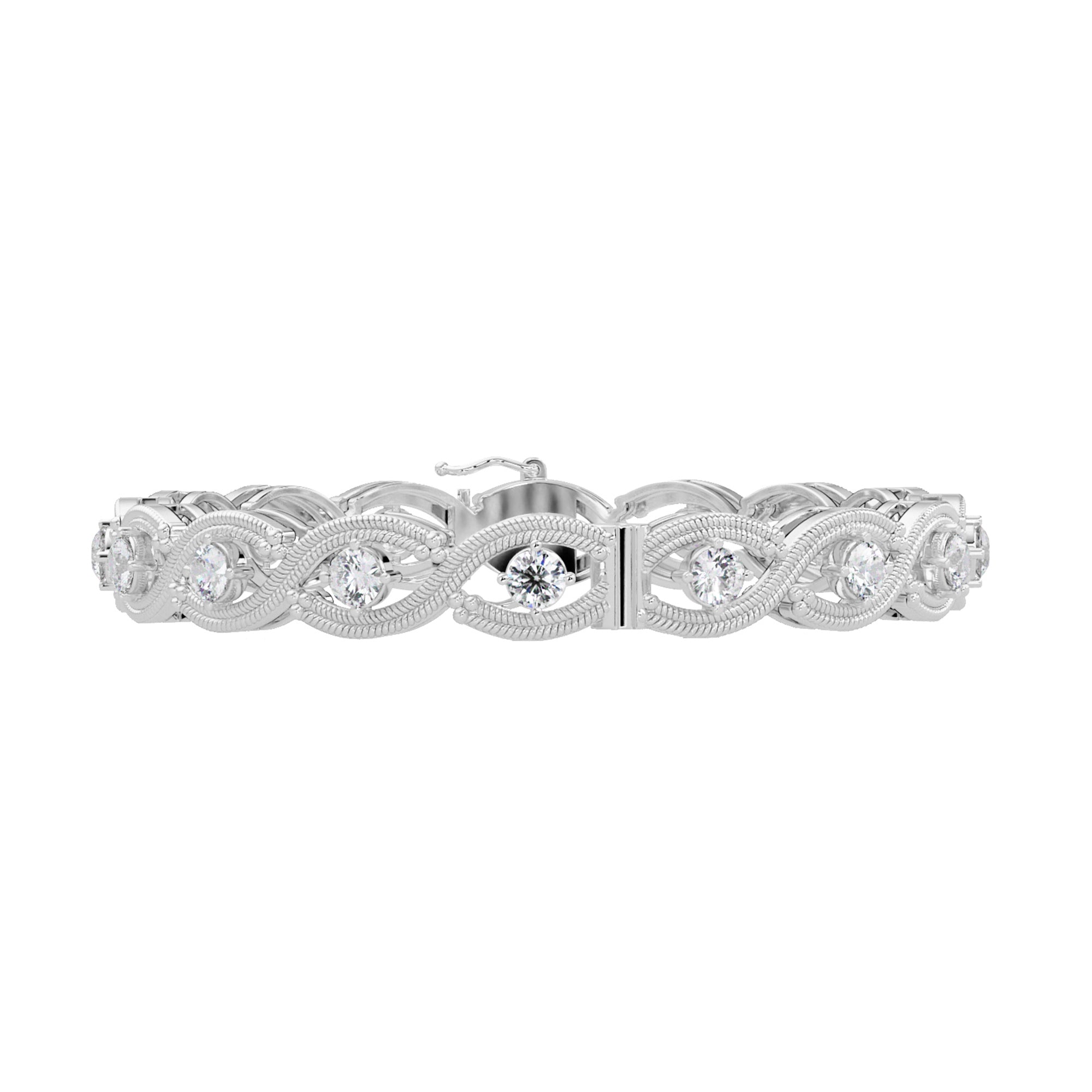 Lab Grown Diamond 4.35 CTW Infinity Link Bracelet -925 Sterling Silver