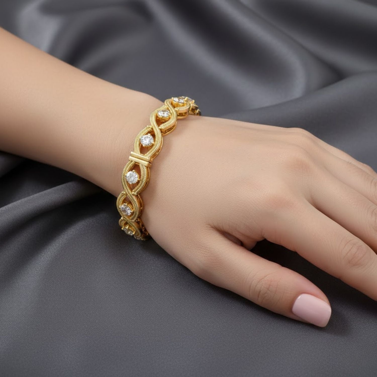 Lab Grown Diamond 4.35 CTW Infinity Link Bracelet -925 Sterling Silver