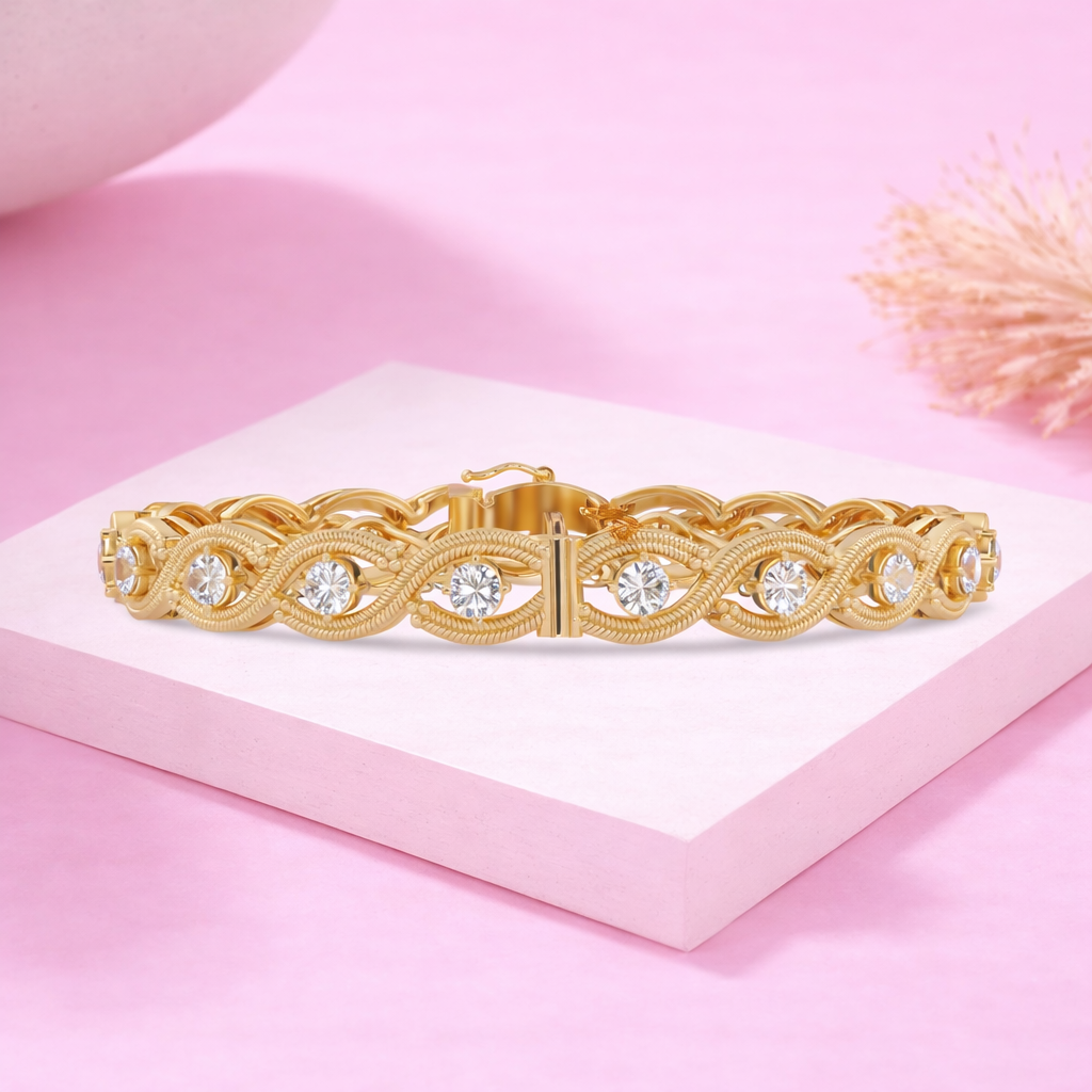 Lab Grown Diamond 4.35 CTW Infinity Link Bracelet -925 Sterling Silver