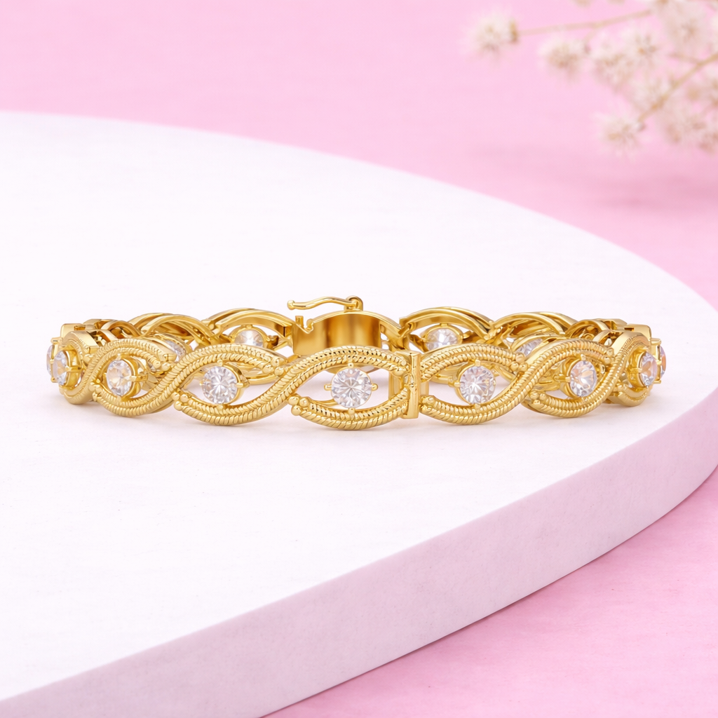 Lab Grown Diamond 4.35 CTW Infinity Link Bracelet -925 Sterling Silver