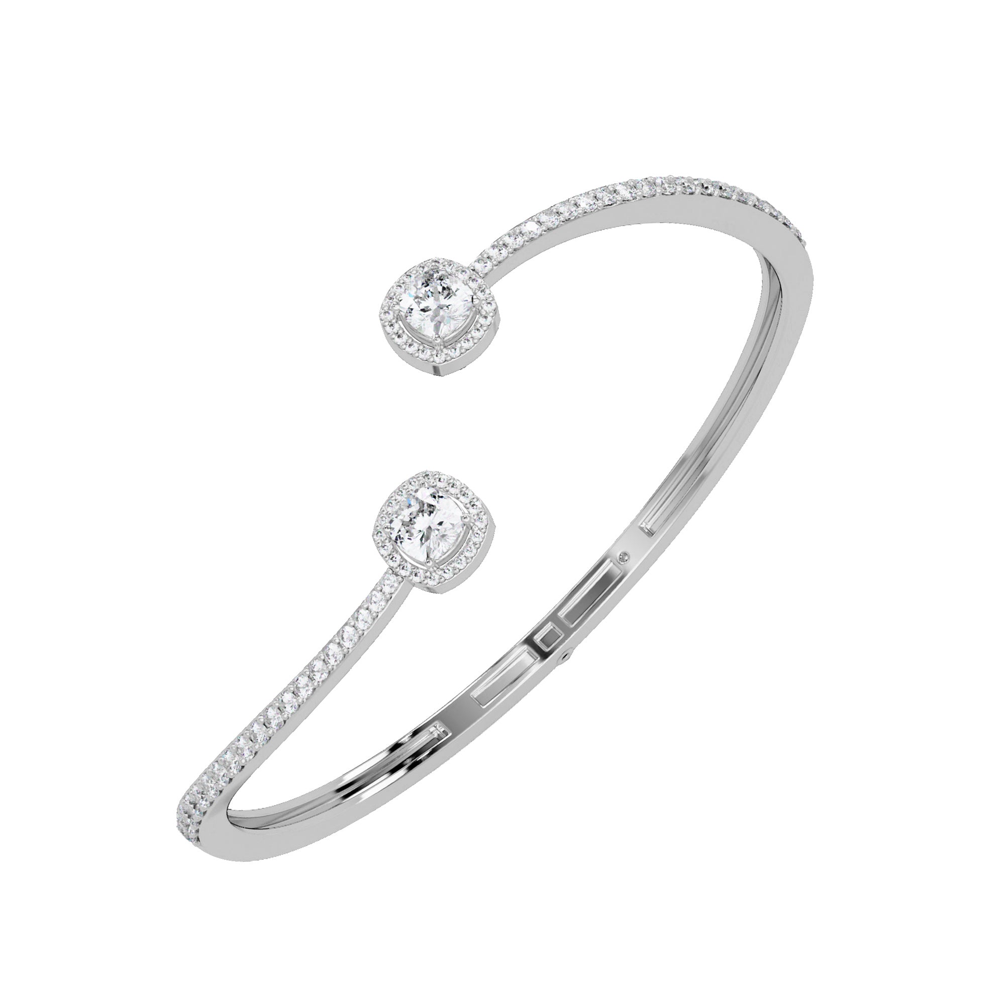 Lab Grown Diamond 2.35 CTW Open Cuff Bracelet -925 Sterling Silver