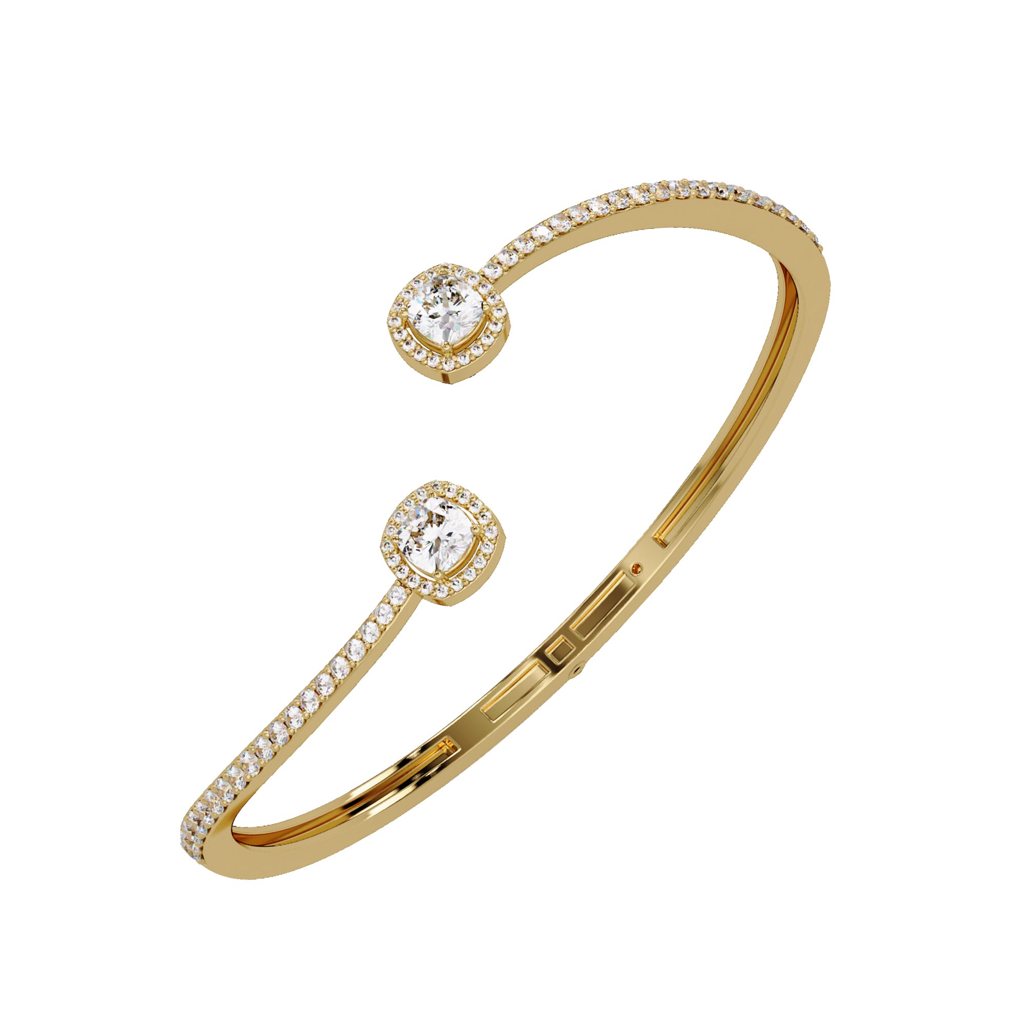 Lab Grown Diamond 2.35 CTW Open Cuff Bracelet -925 Sterling Silver