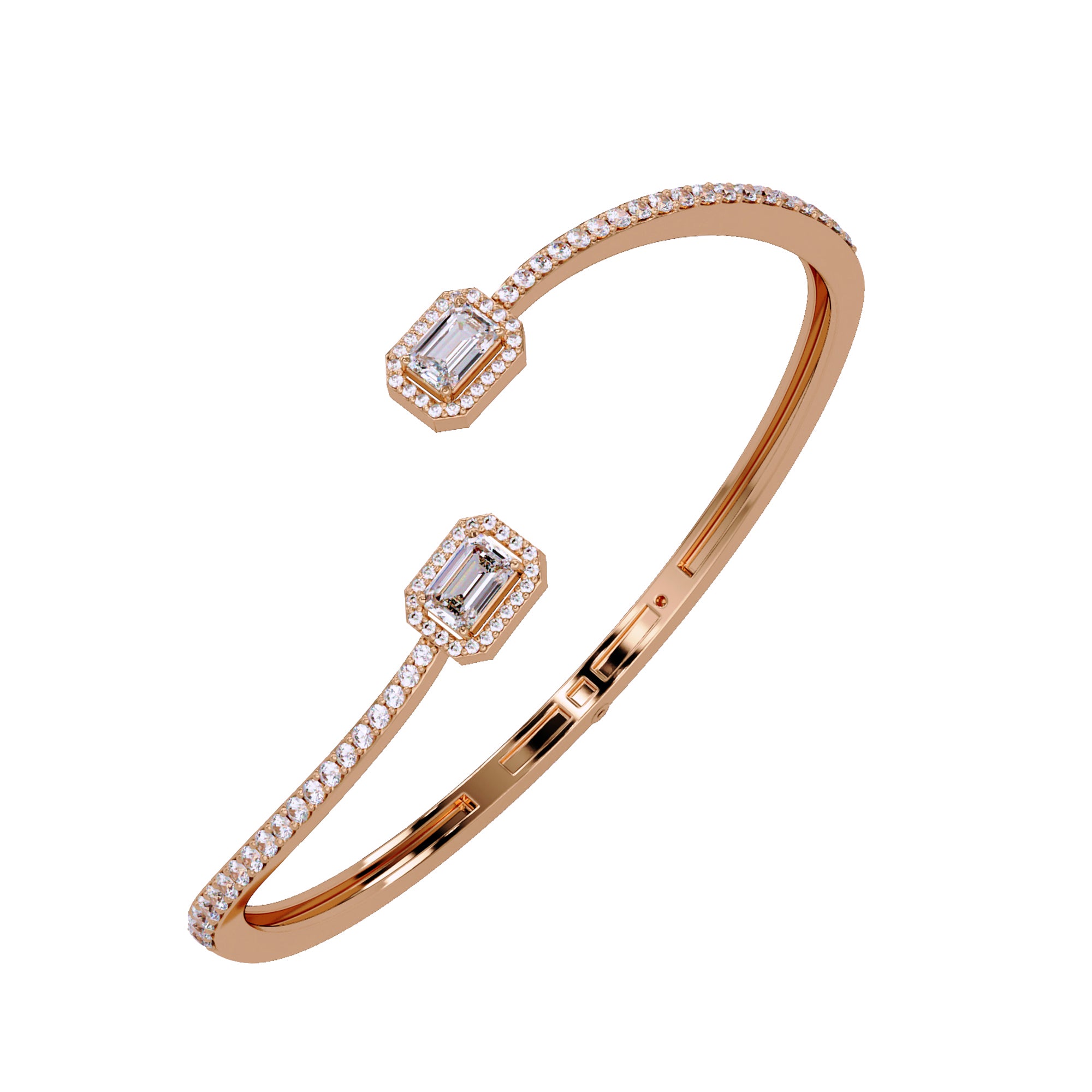 Lab Grown Diamond 2.35 CTW Octagon Open Cuff Bracelet -925 Sterling Silver