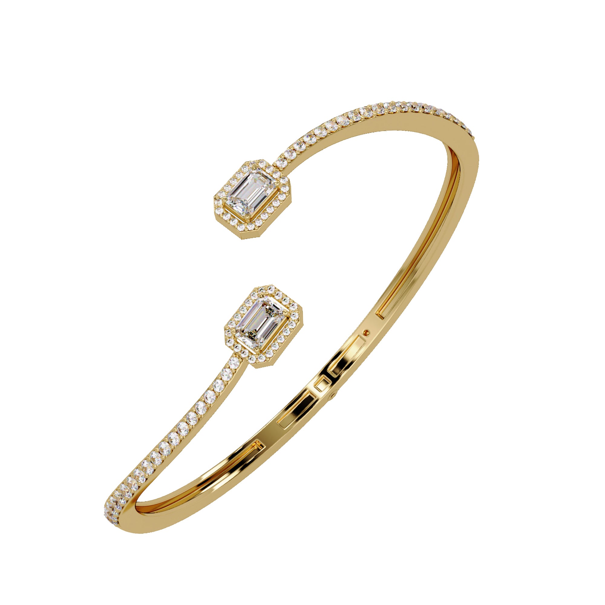 Lab Grown Diamond 2.35 CTW Octagon Open Cuff Bracelet -925 Sterling Silver