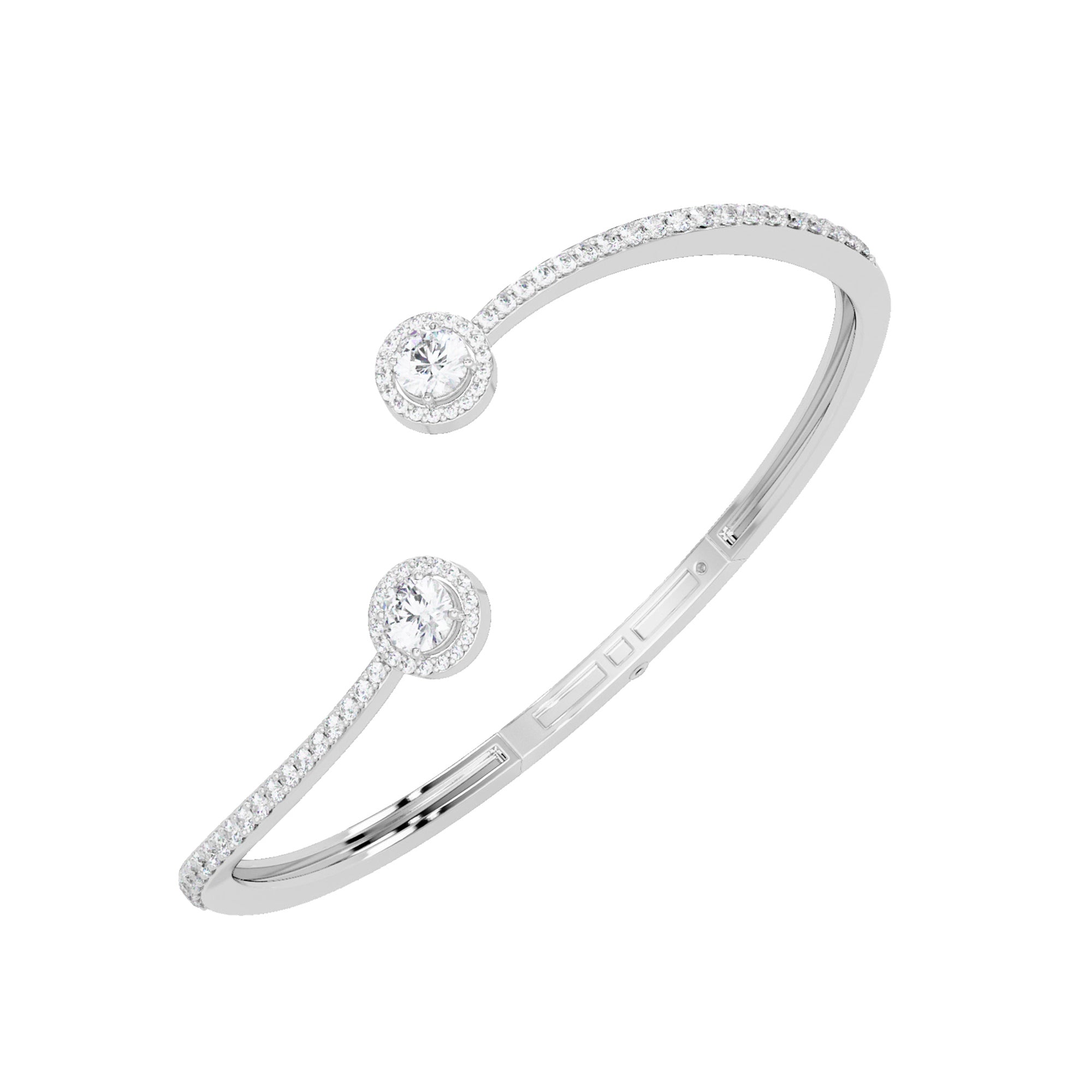 Lab Grown Diamond 2.10 CTW Round Open Cuff Bracelet -925 Sterling Silver