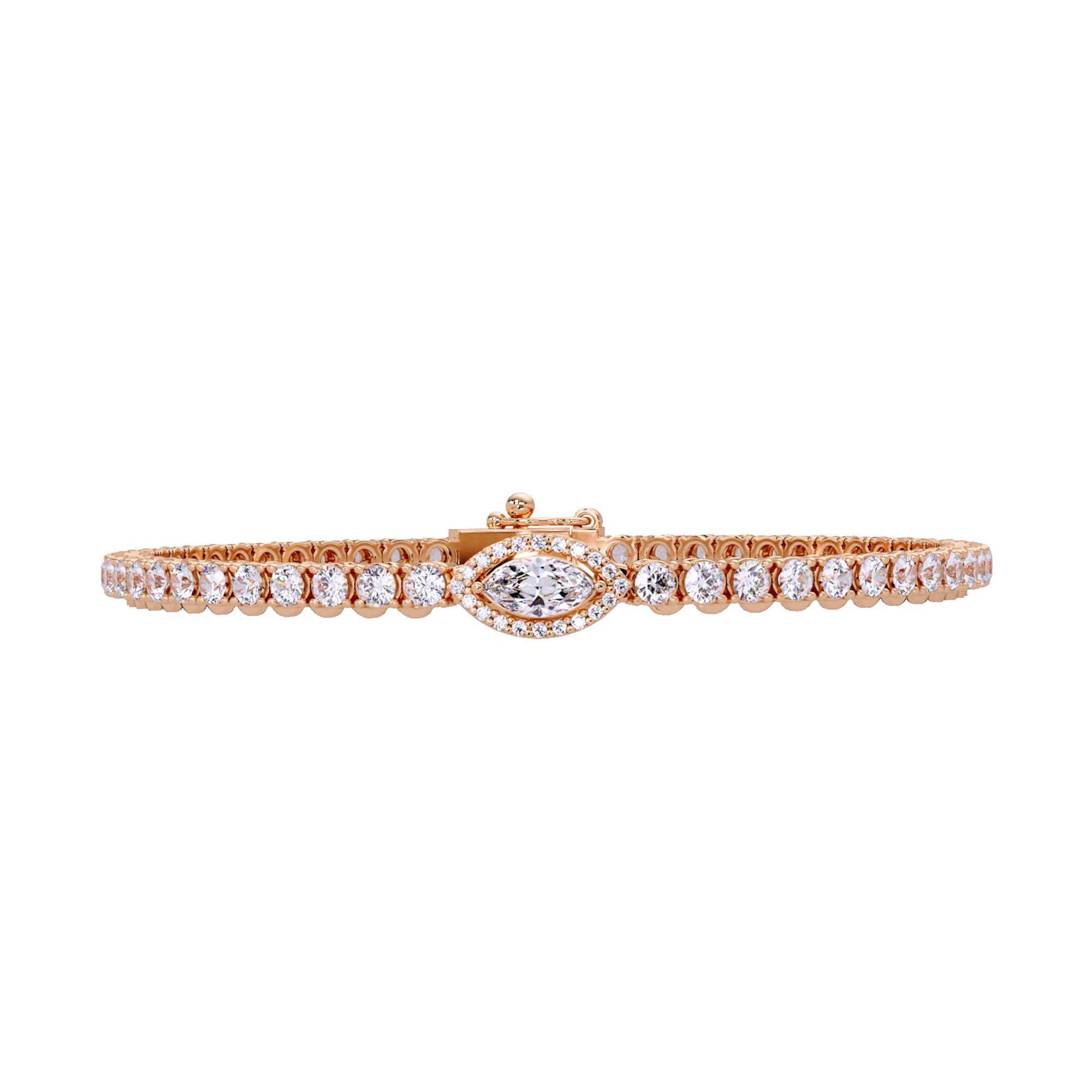 Lab Grown Diamond 3.70 CTW Marquise Tennis Bracelet-925 Sterling Silver