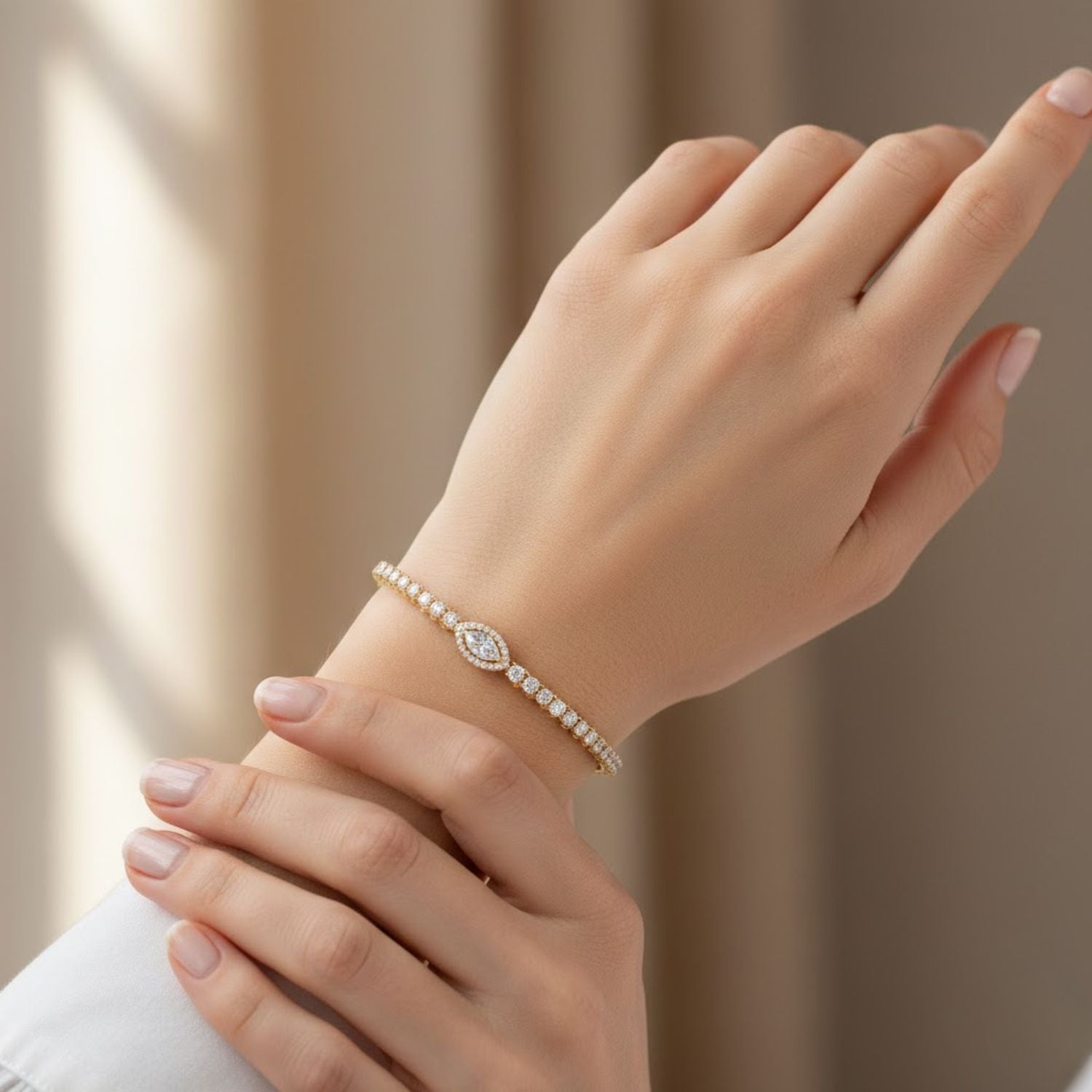 Lab Grown Diamond 3.70 CTW Marquise Tennis Bracelet-925 Sterling Silver