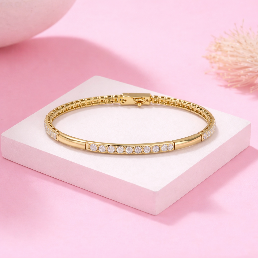 Lab Grown Diamond 2.30 CTW Round Bracelet-925 Sterling Silver