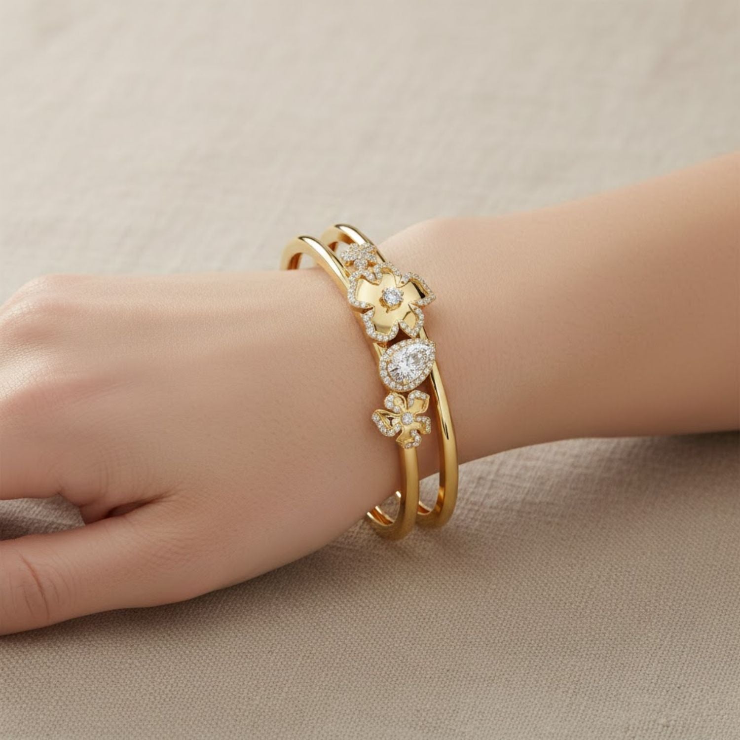 Lab Grown Diamond 1.65 CTW Open Cuff Bracelet-925 Sterling Silver