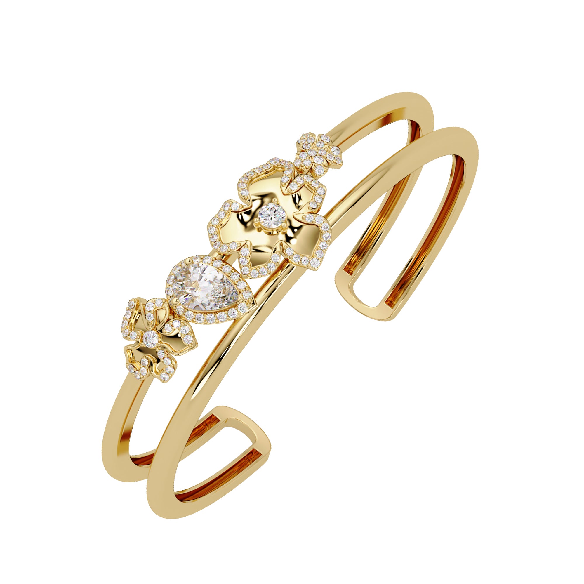 Lab Grown Diamond 1.65 CTW Open Cuff Bracelet-925 Sterling Silver